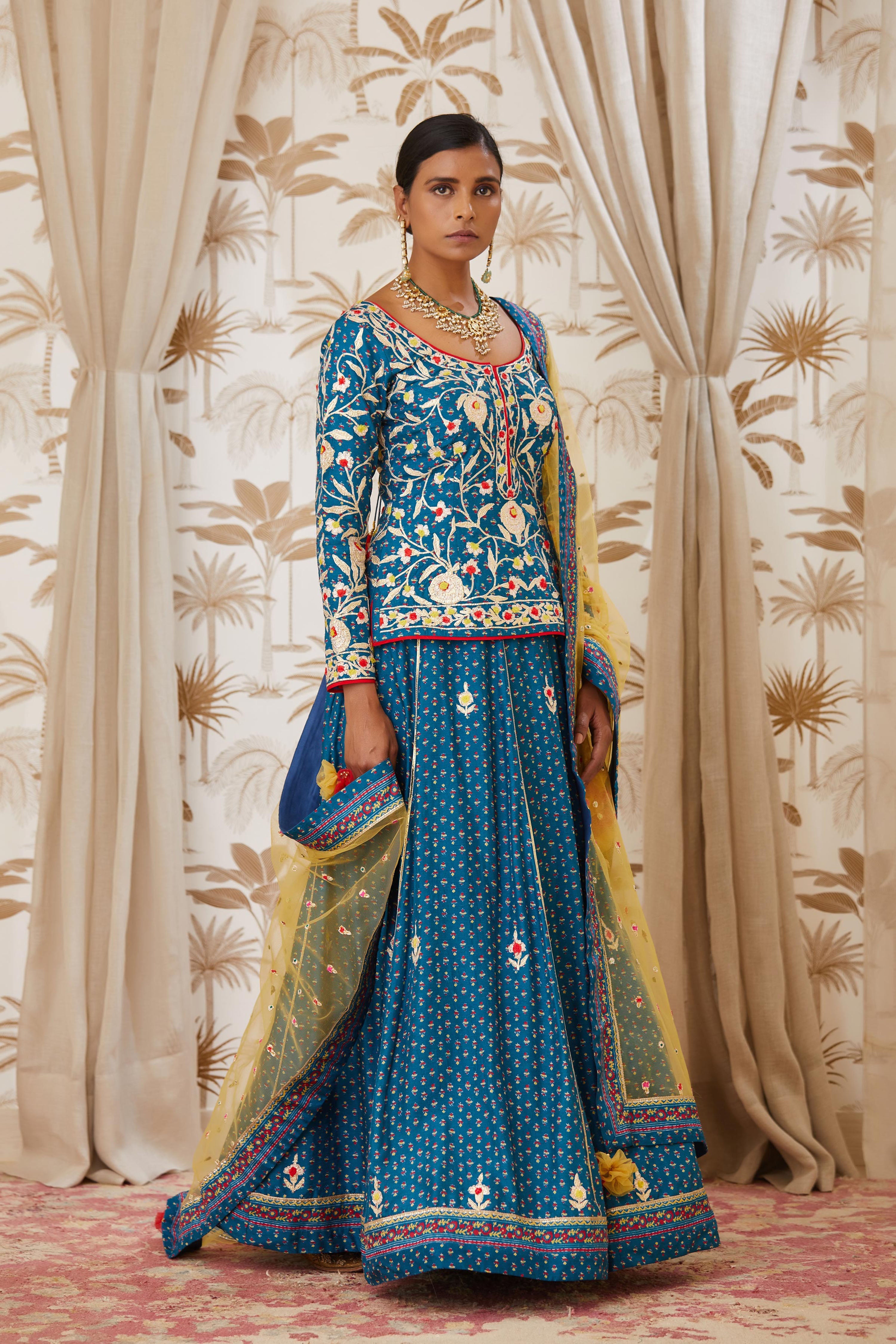 Teal Blue Short Kurta Set