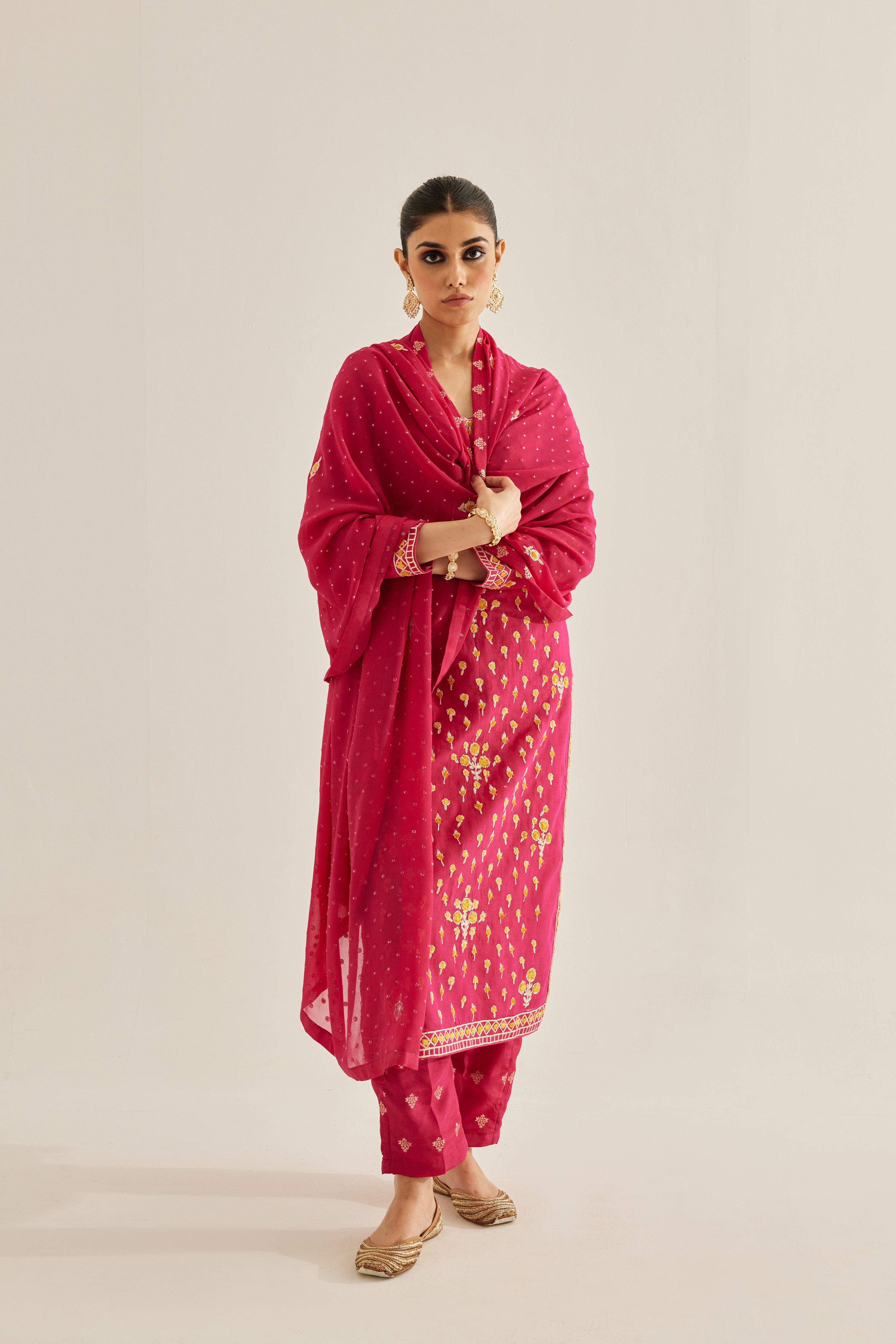 Red Pink Kurta Set