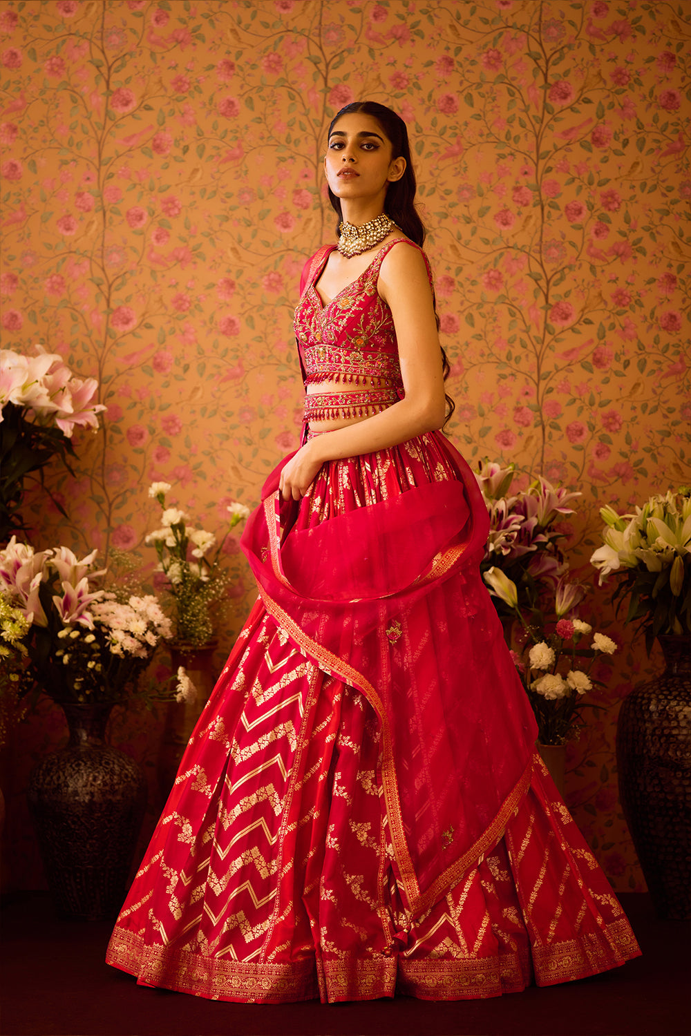 Scarlet Red Lehenga Set