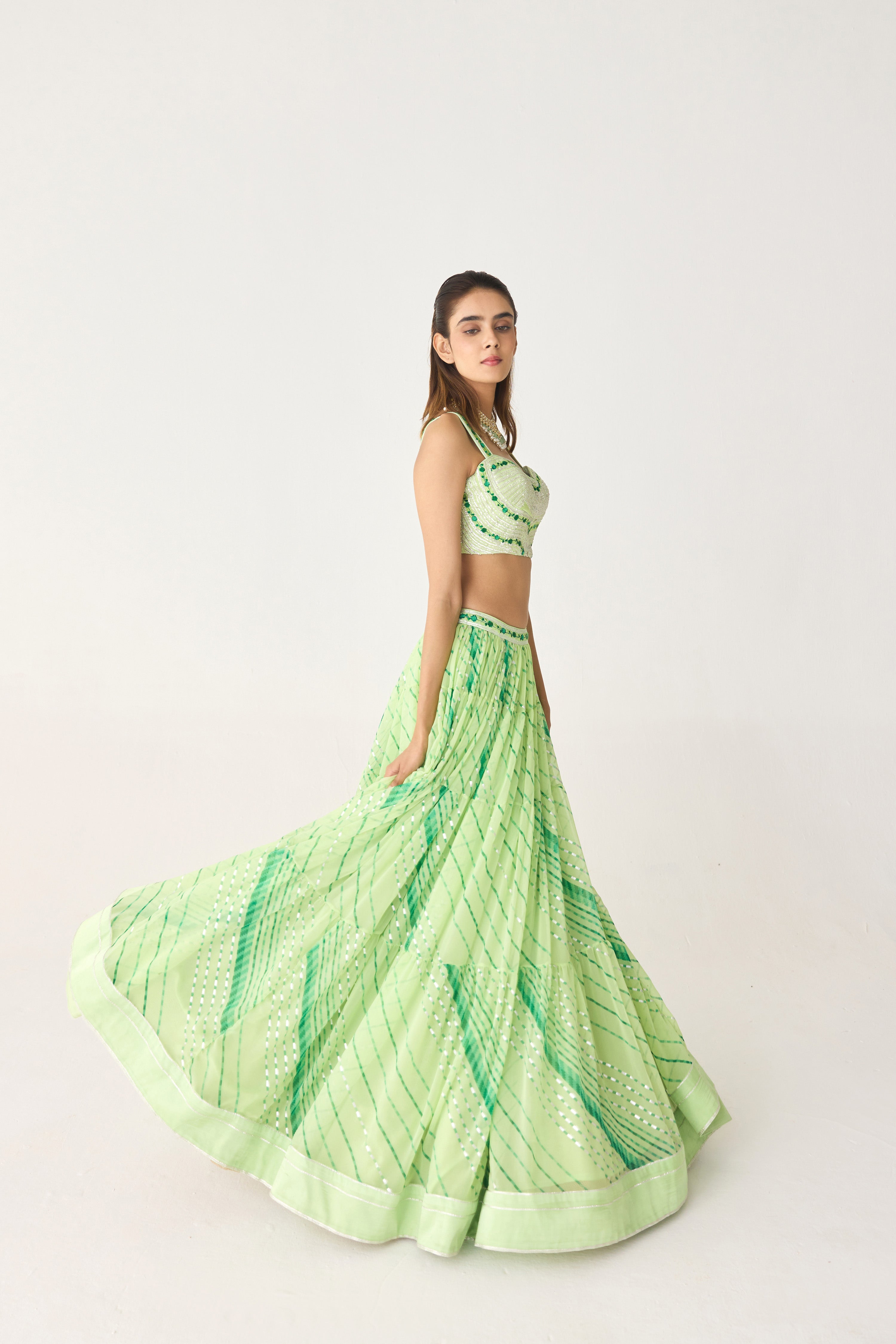 Butterfly Green Lehenga Set