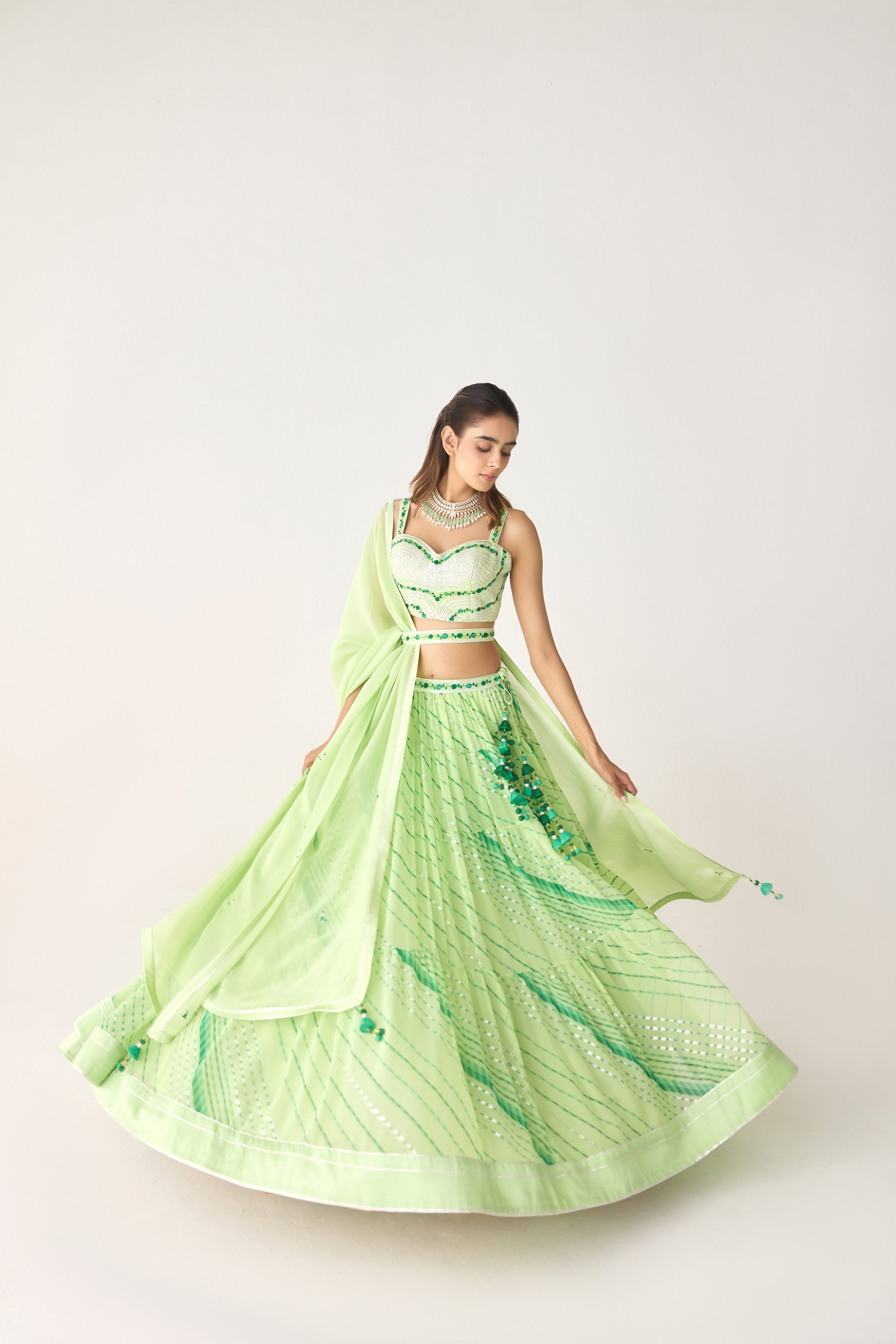 Butterfly Green Lehenga Set