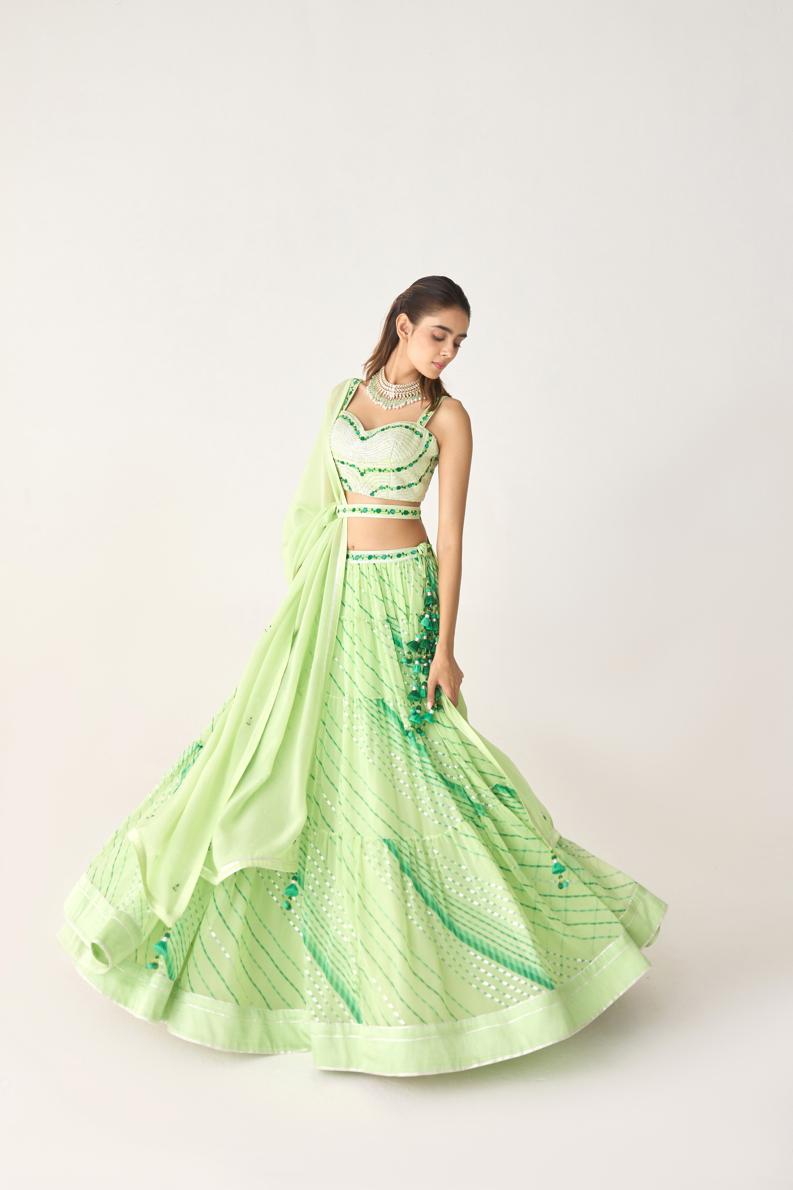 Butterfly Green Lehenga Set