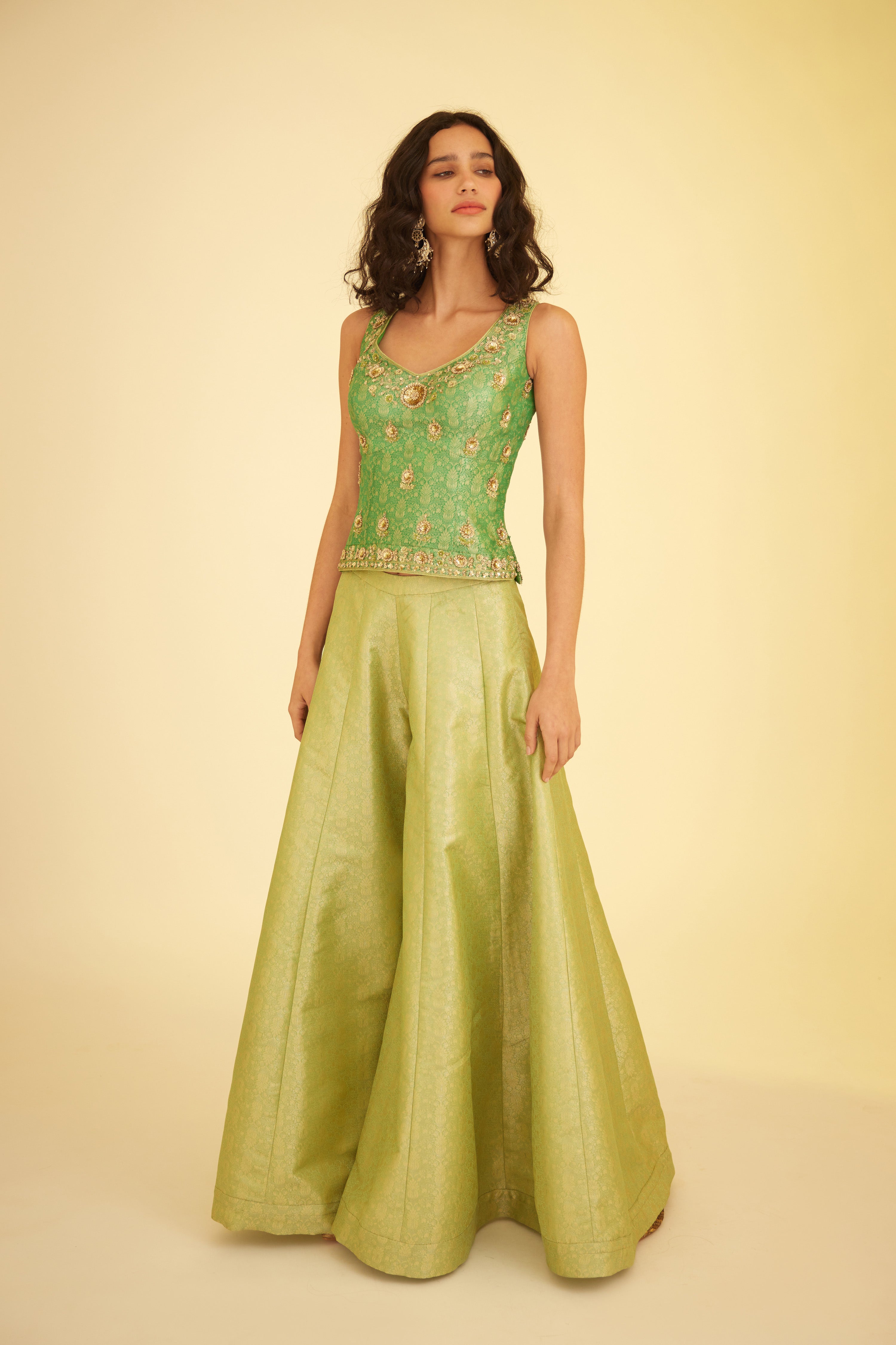 Green Sharara Set