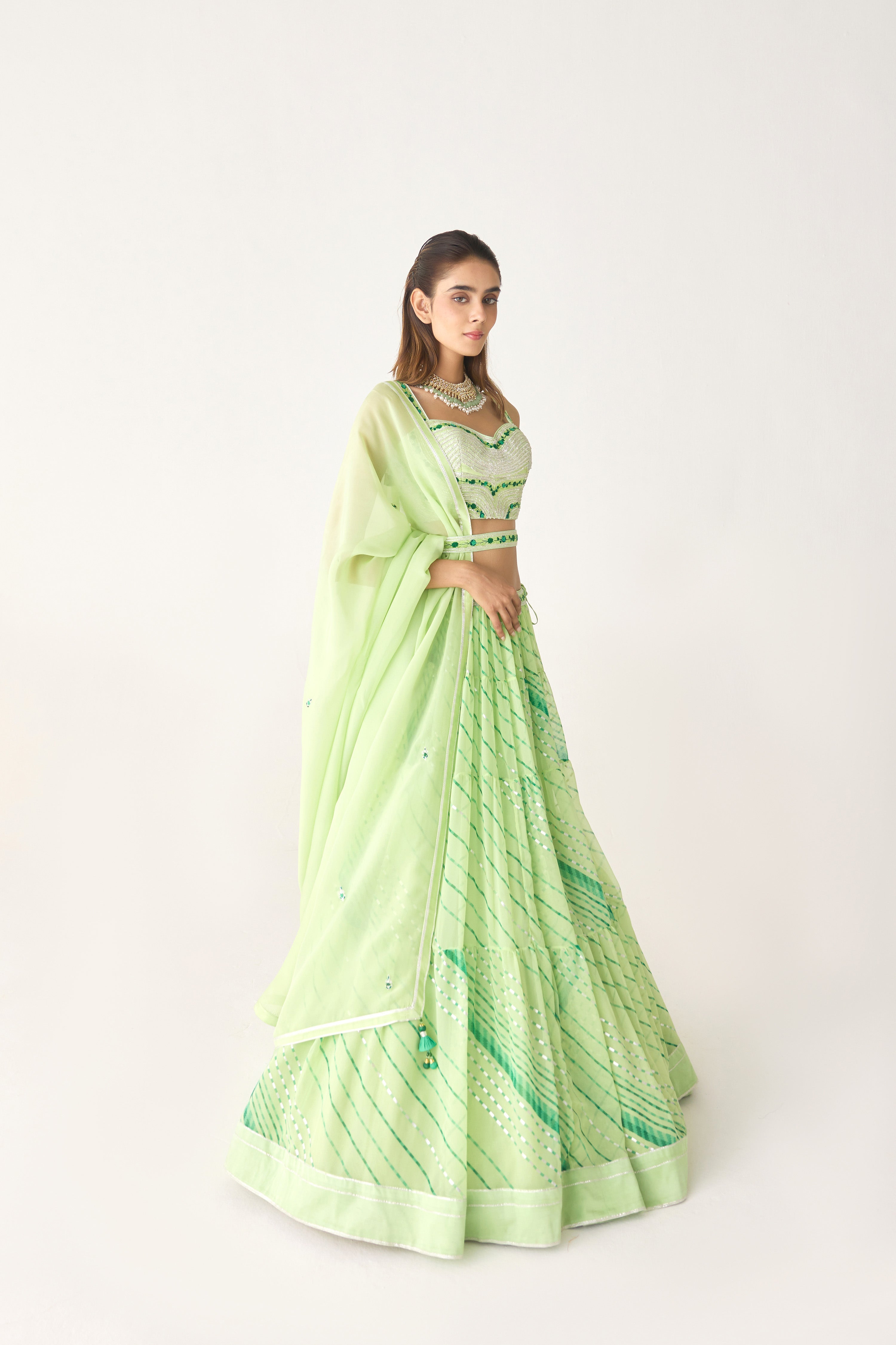 Butterfly Green Lehenga Set