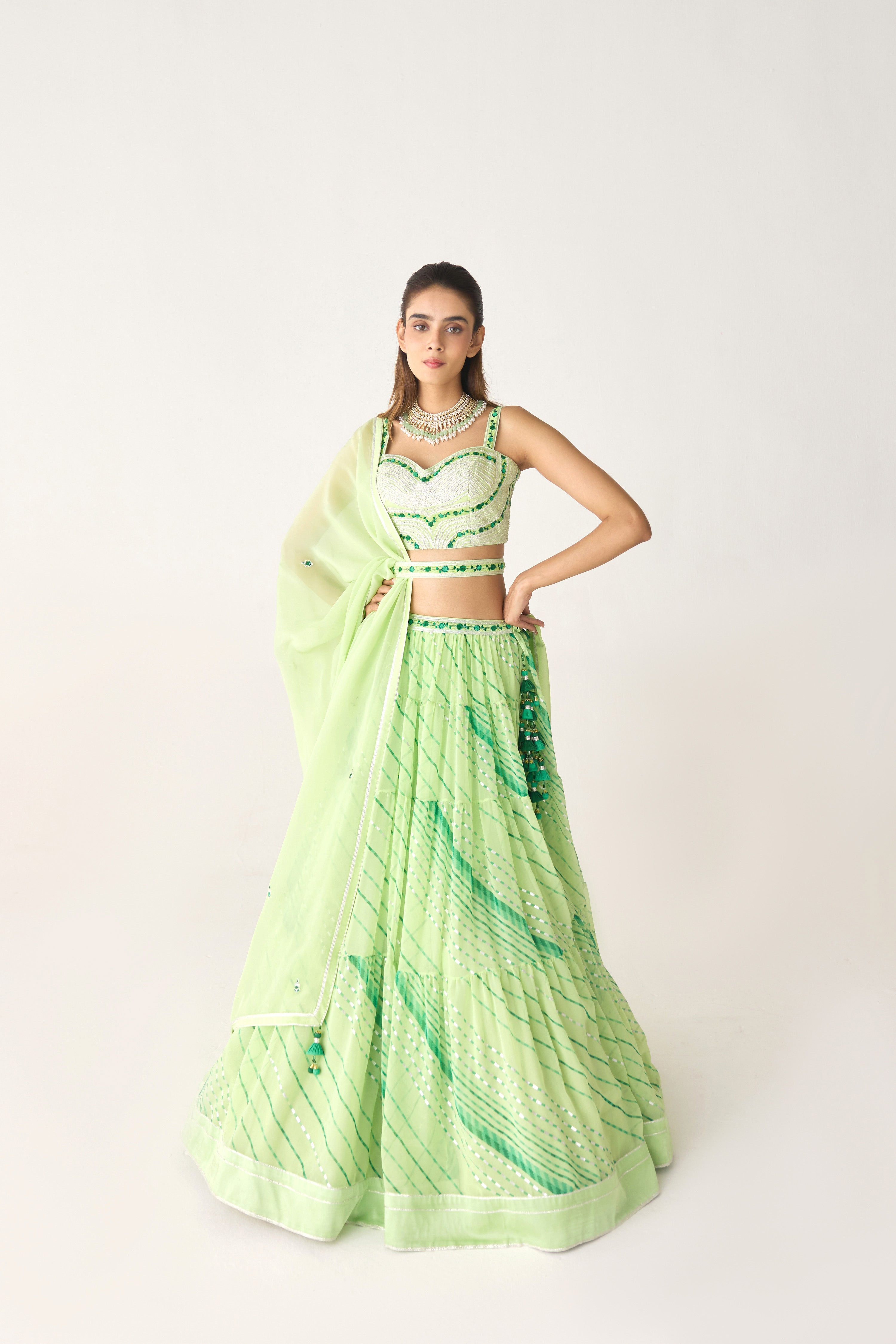 Butterfly Green Lehenga Set