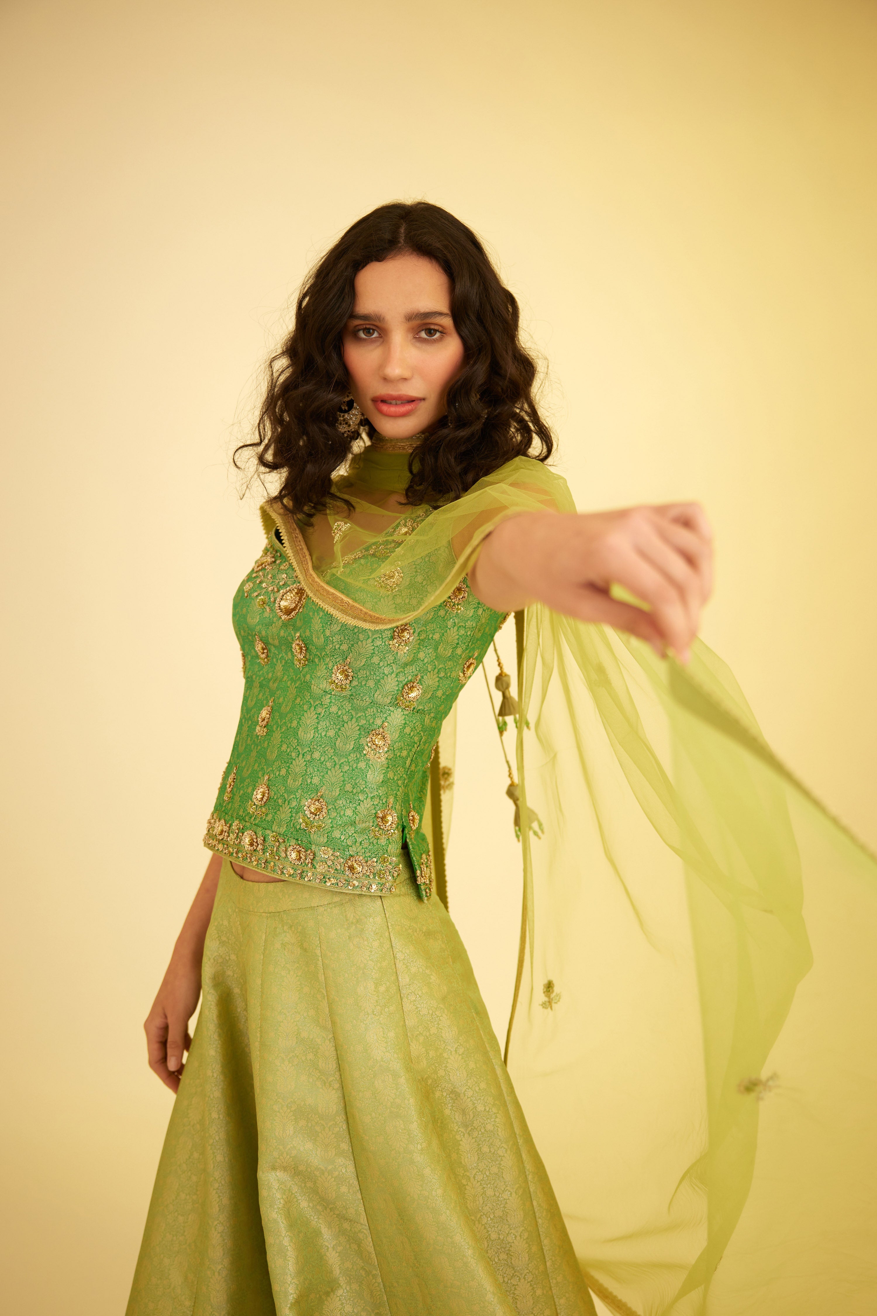 Green Sharara Set