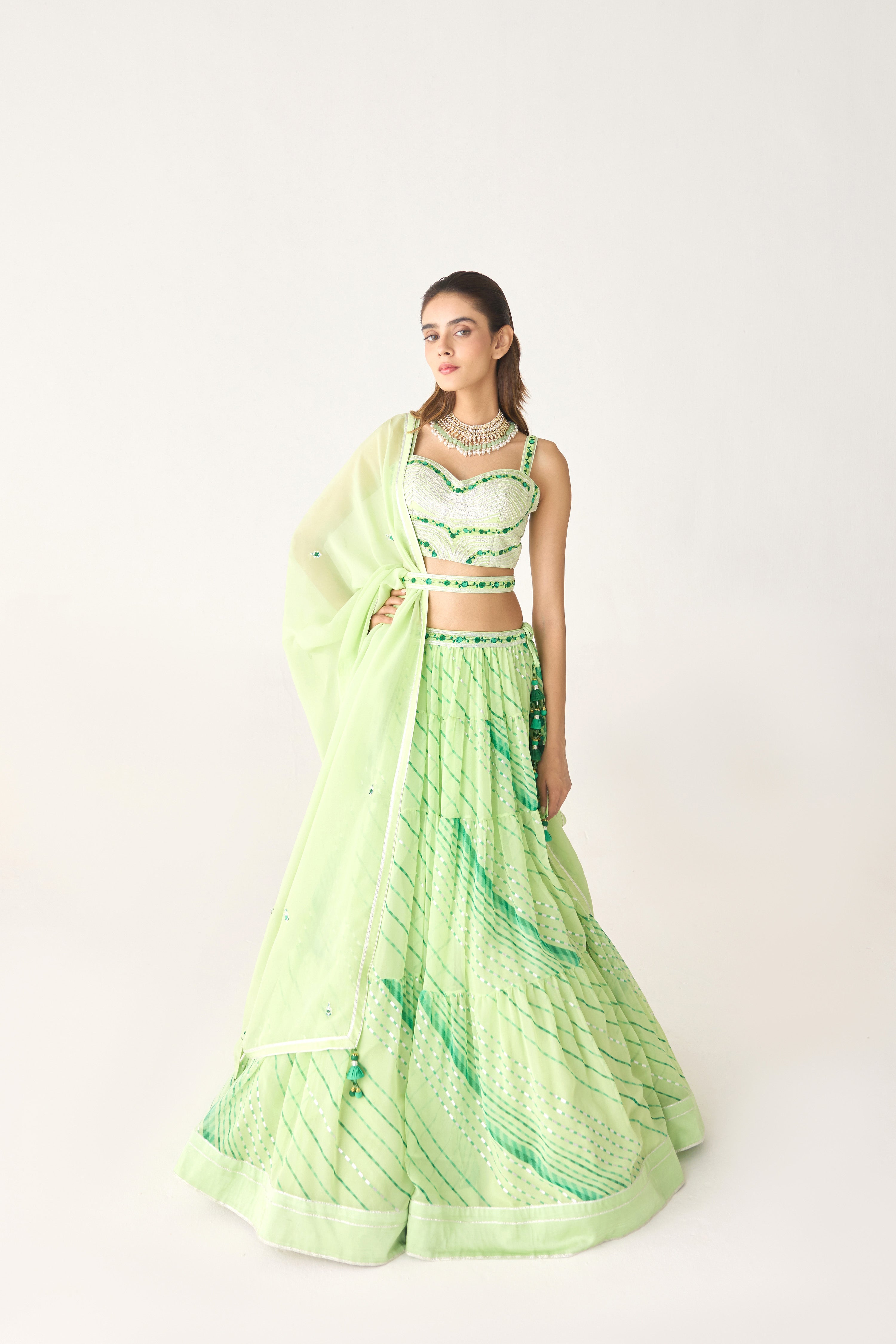 Butterfly Green Lehenga Set