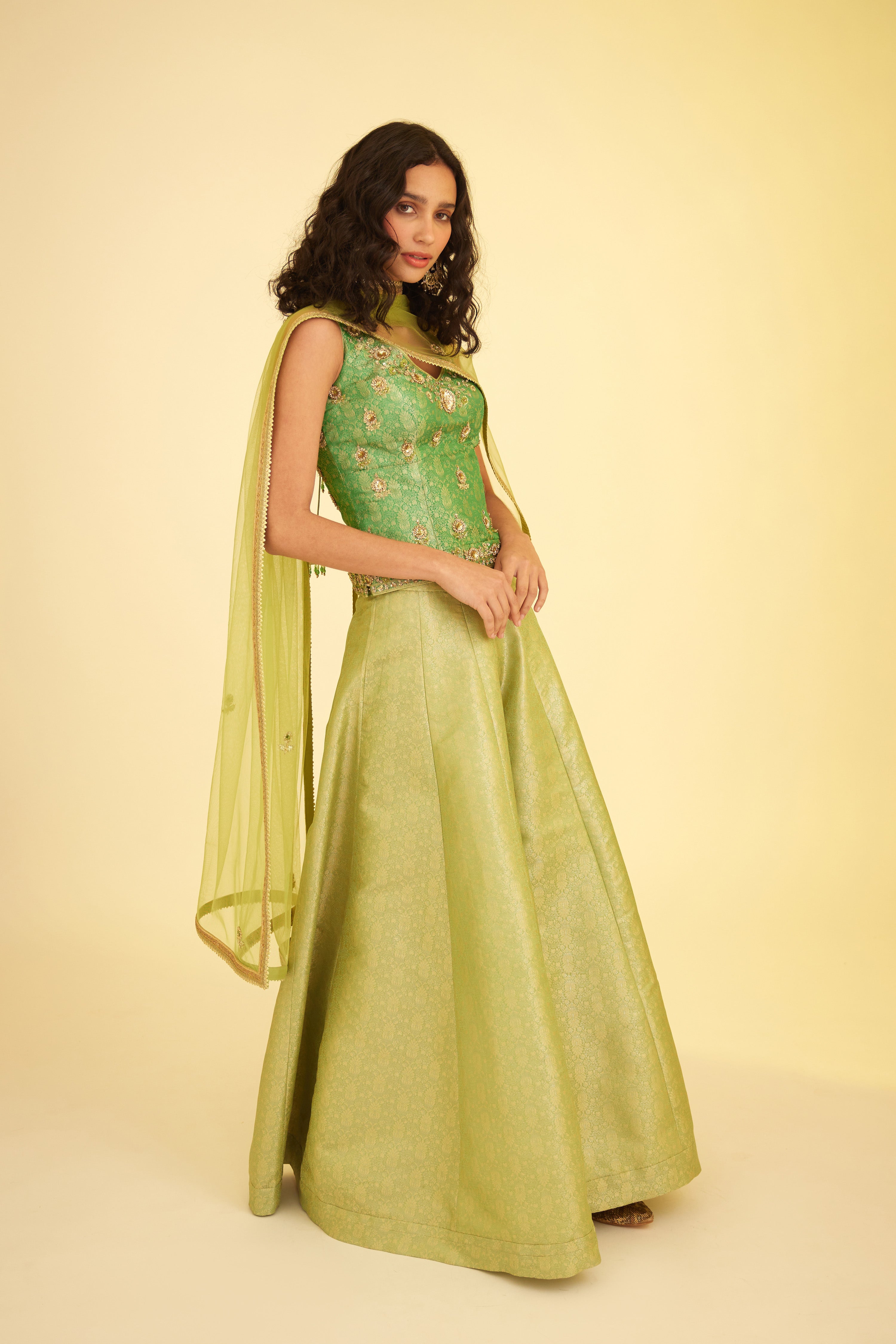 Green Sharara Set