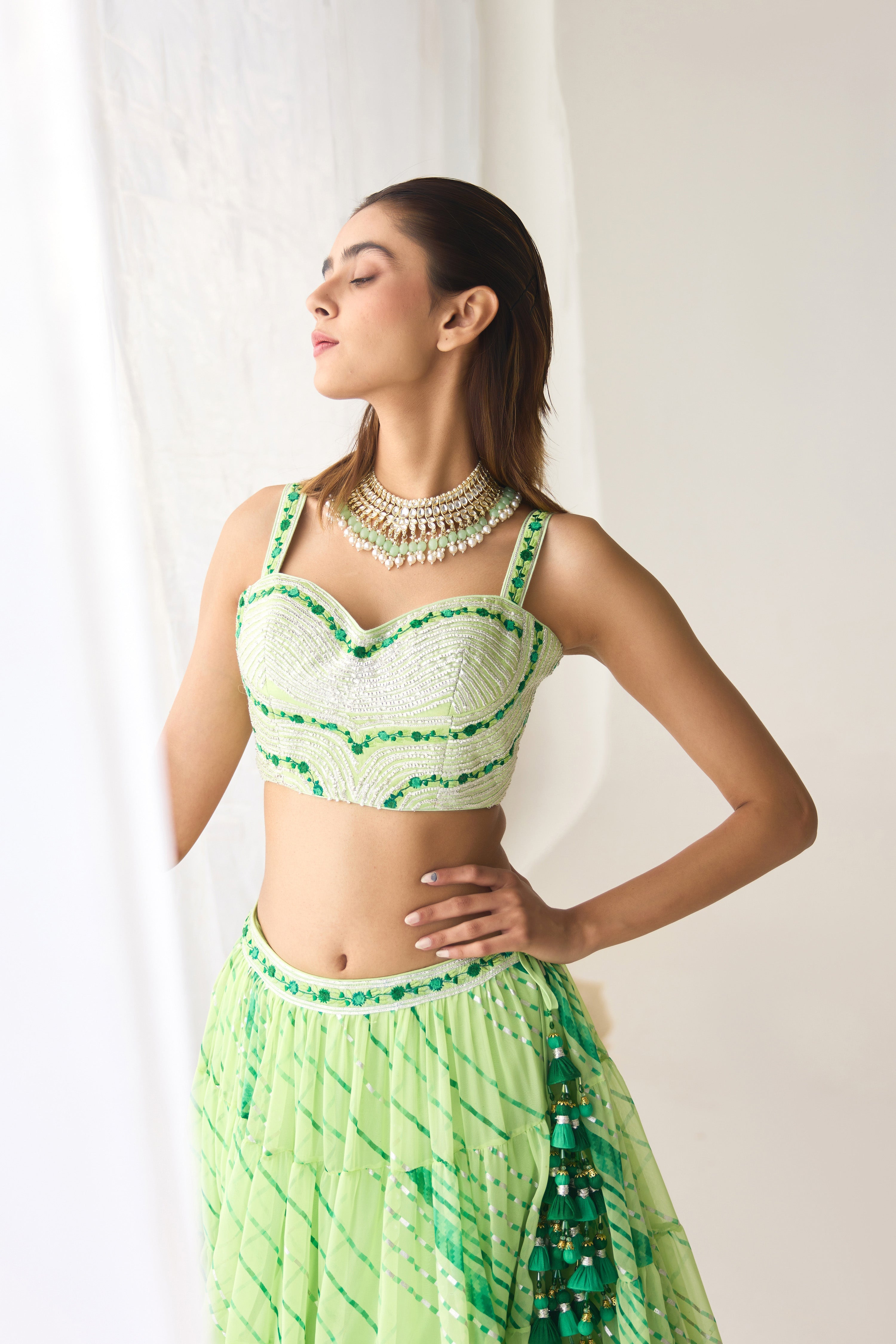 Butterfly Green Lehenga Set
