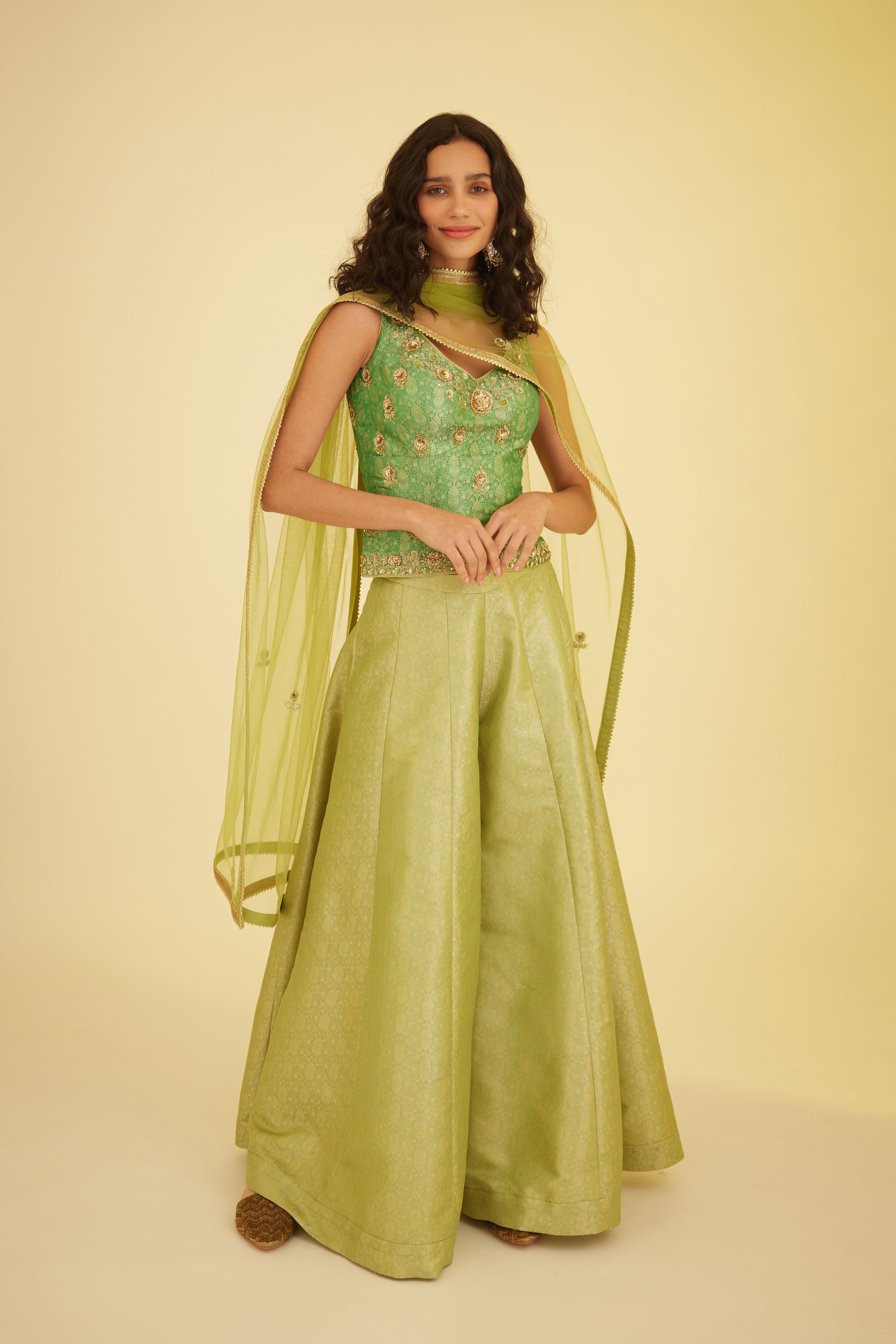 Green Sharara Set