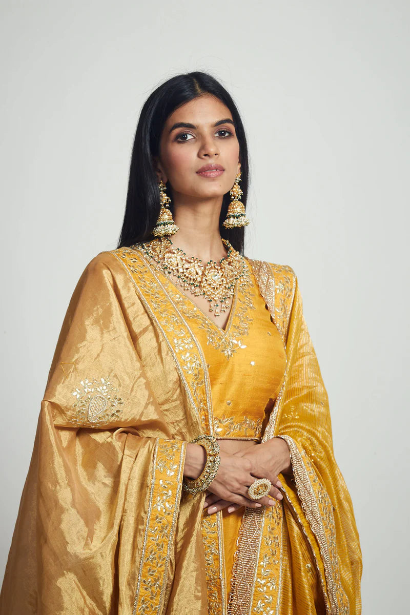 Ruhina- Pure tissue Gota patti embroidered odhni