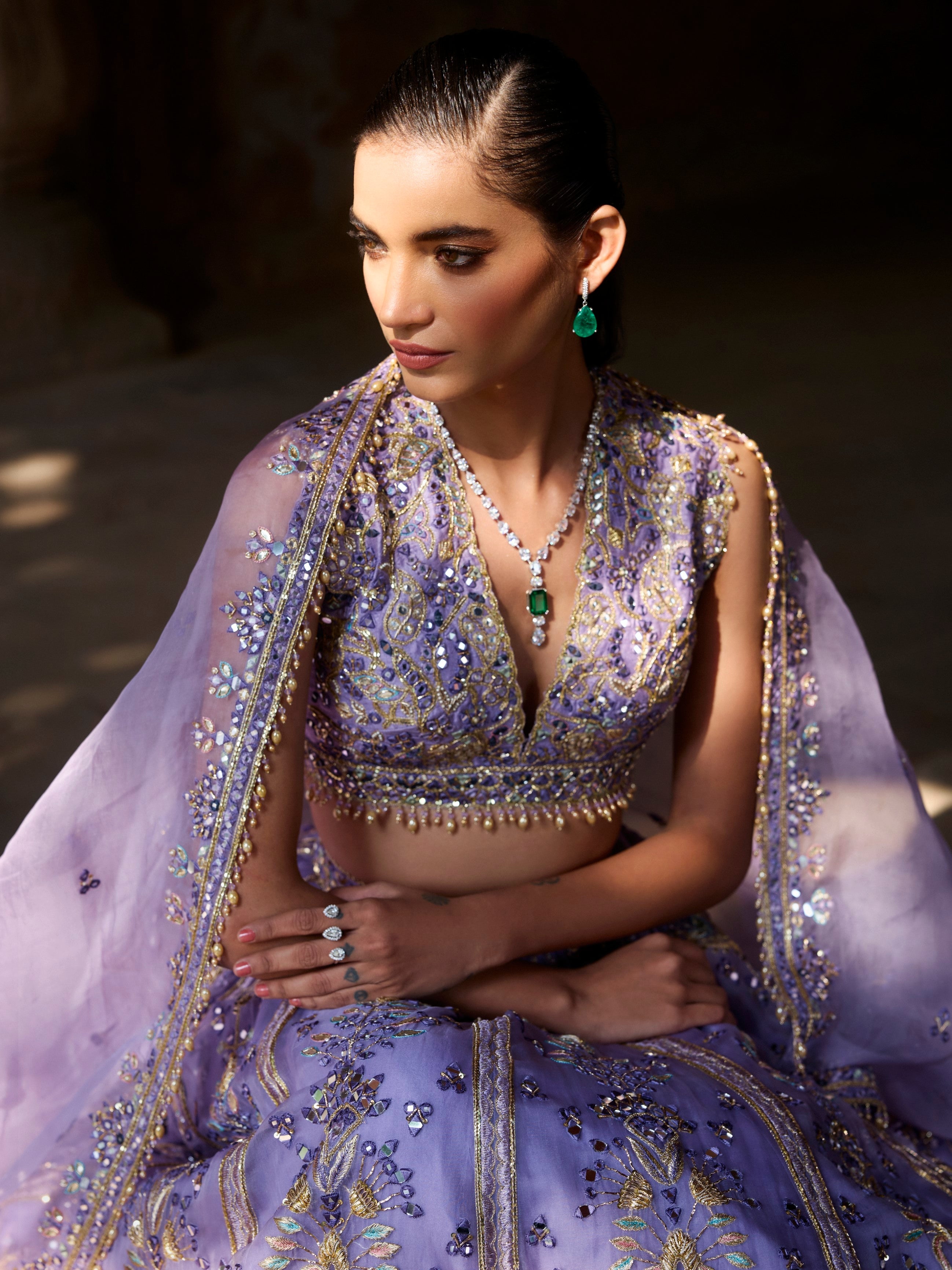 Lavender Organza Lehenga Set