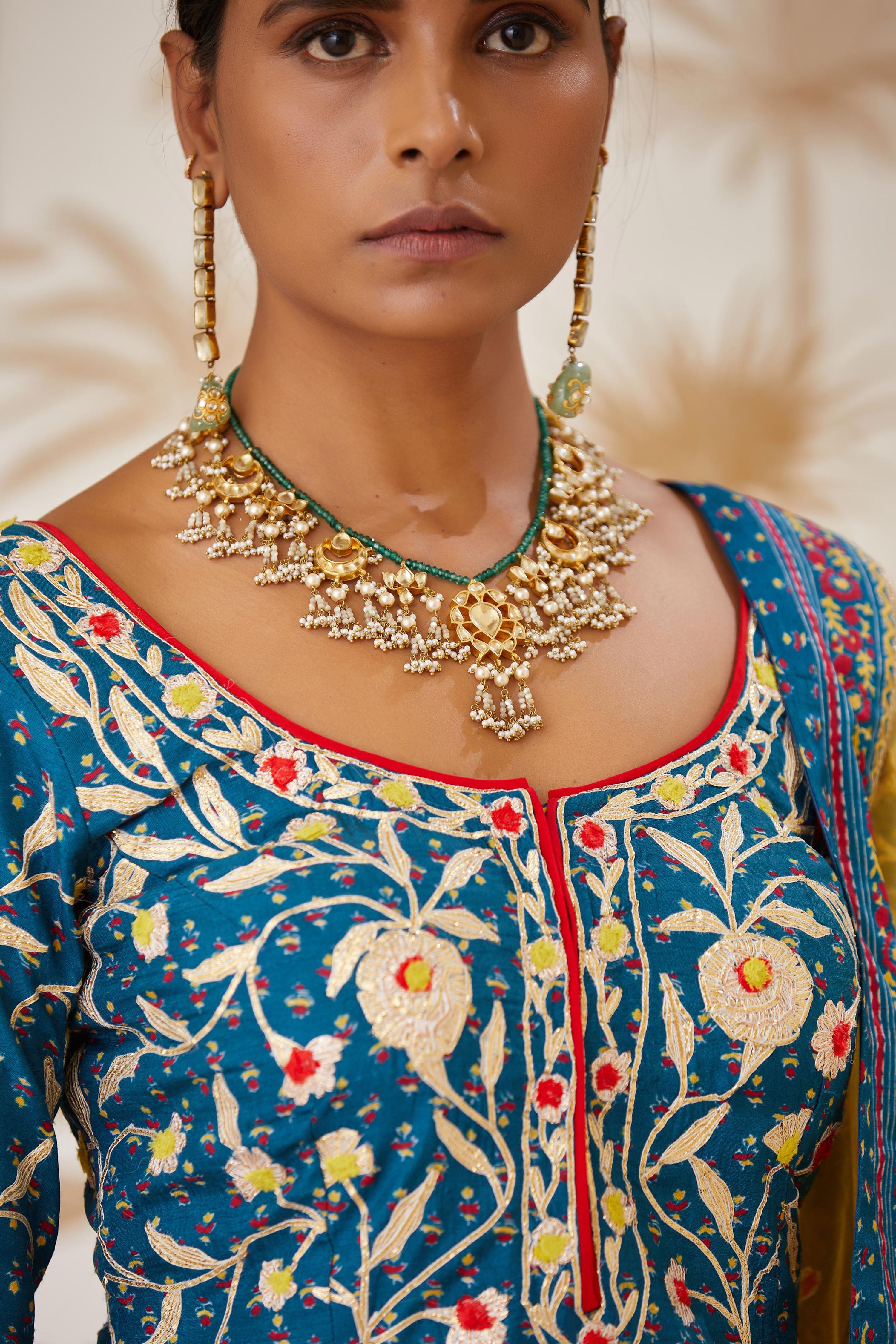 Teal Blue Short Kurta Set