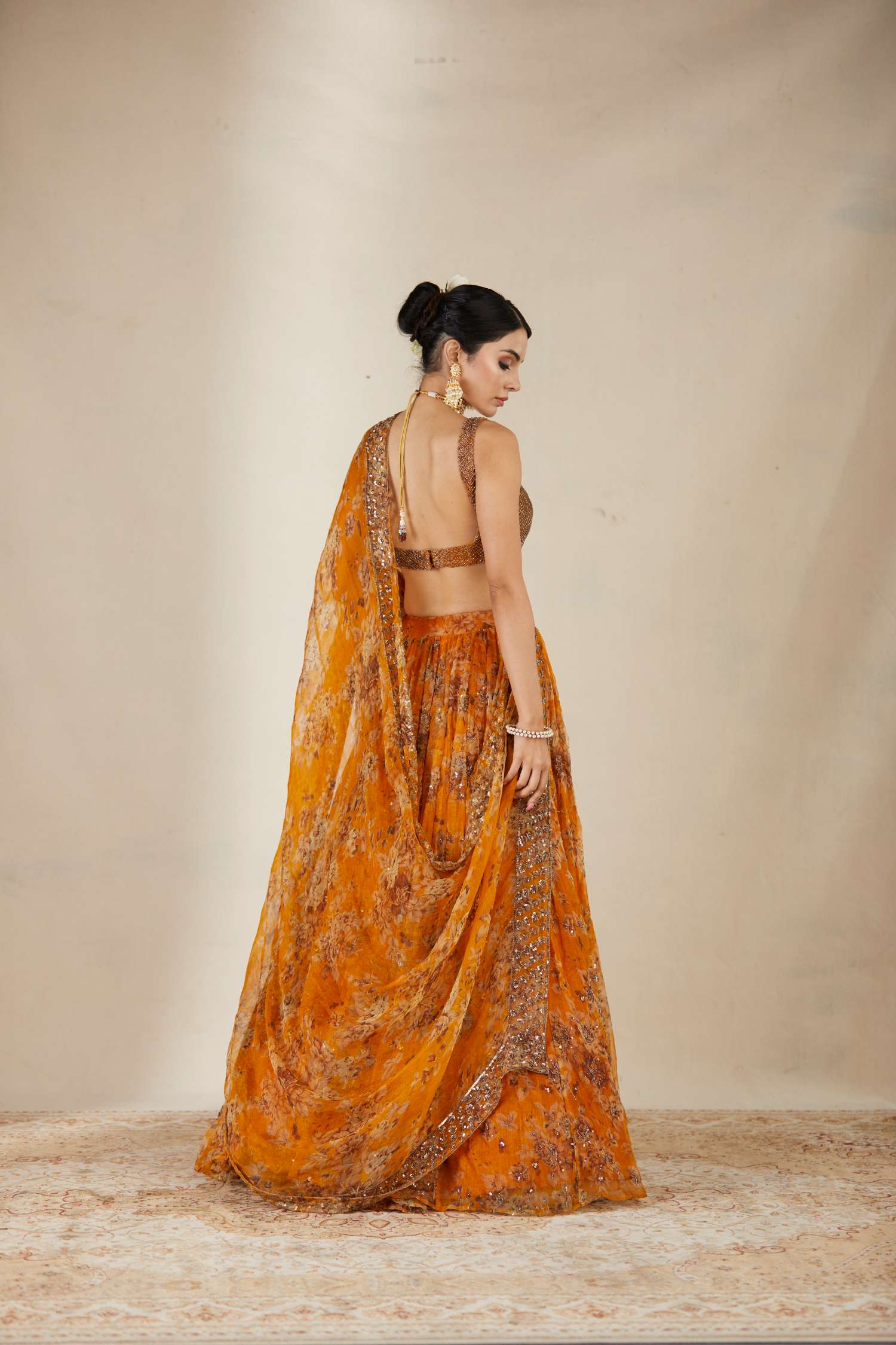 Mustard Floral Lehenga Set