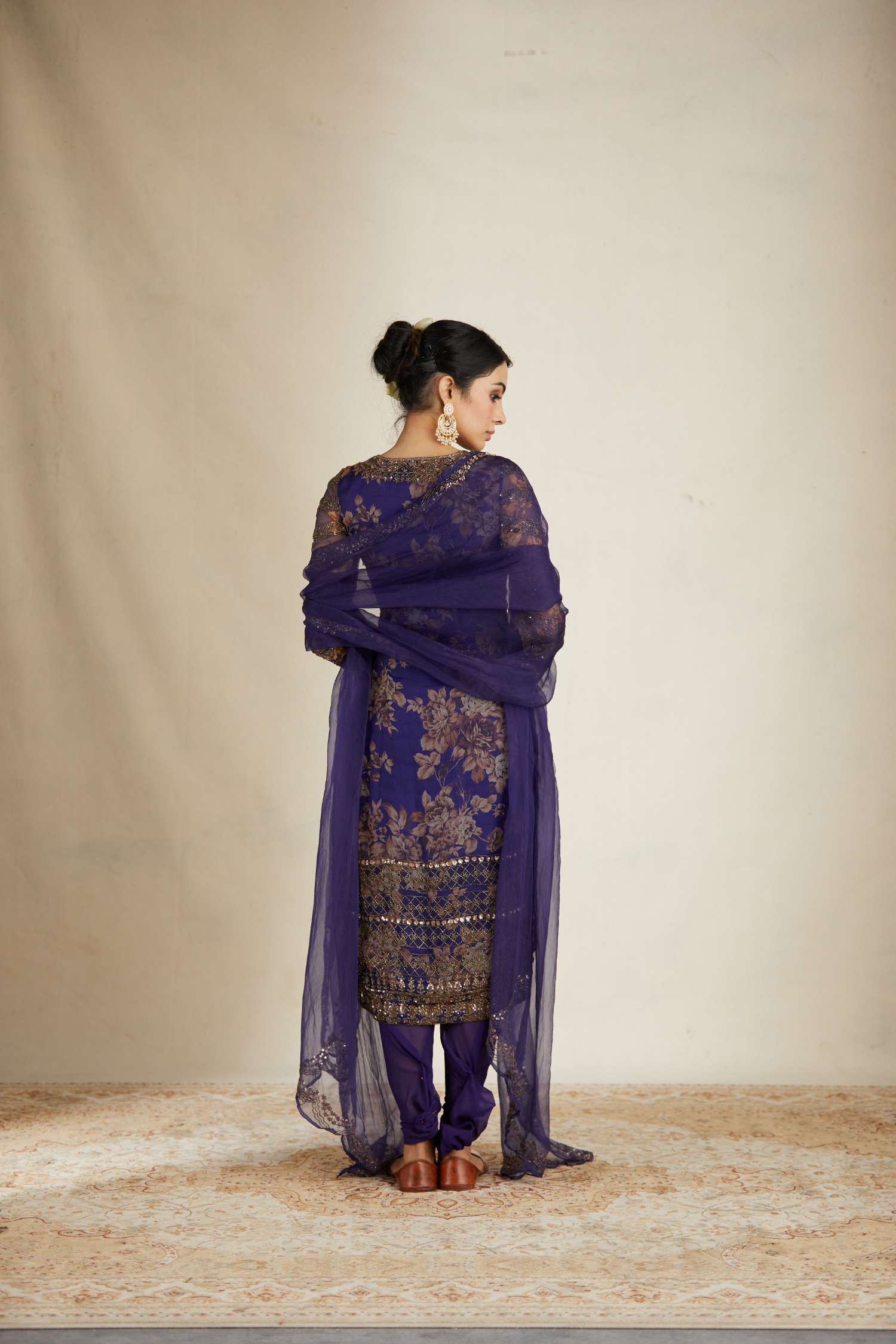 Purple Floral Kurti Set
