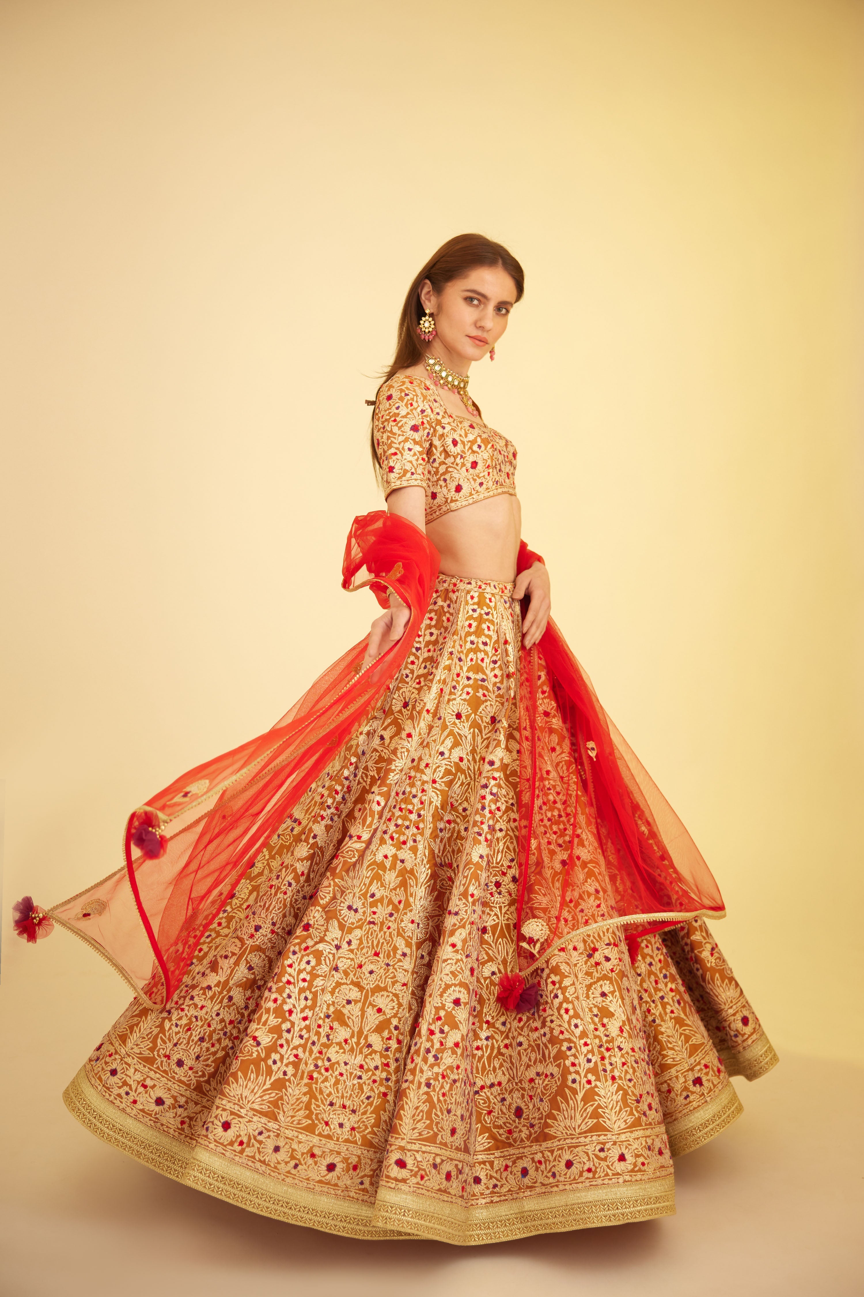 Rust Lehenga Set