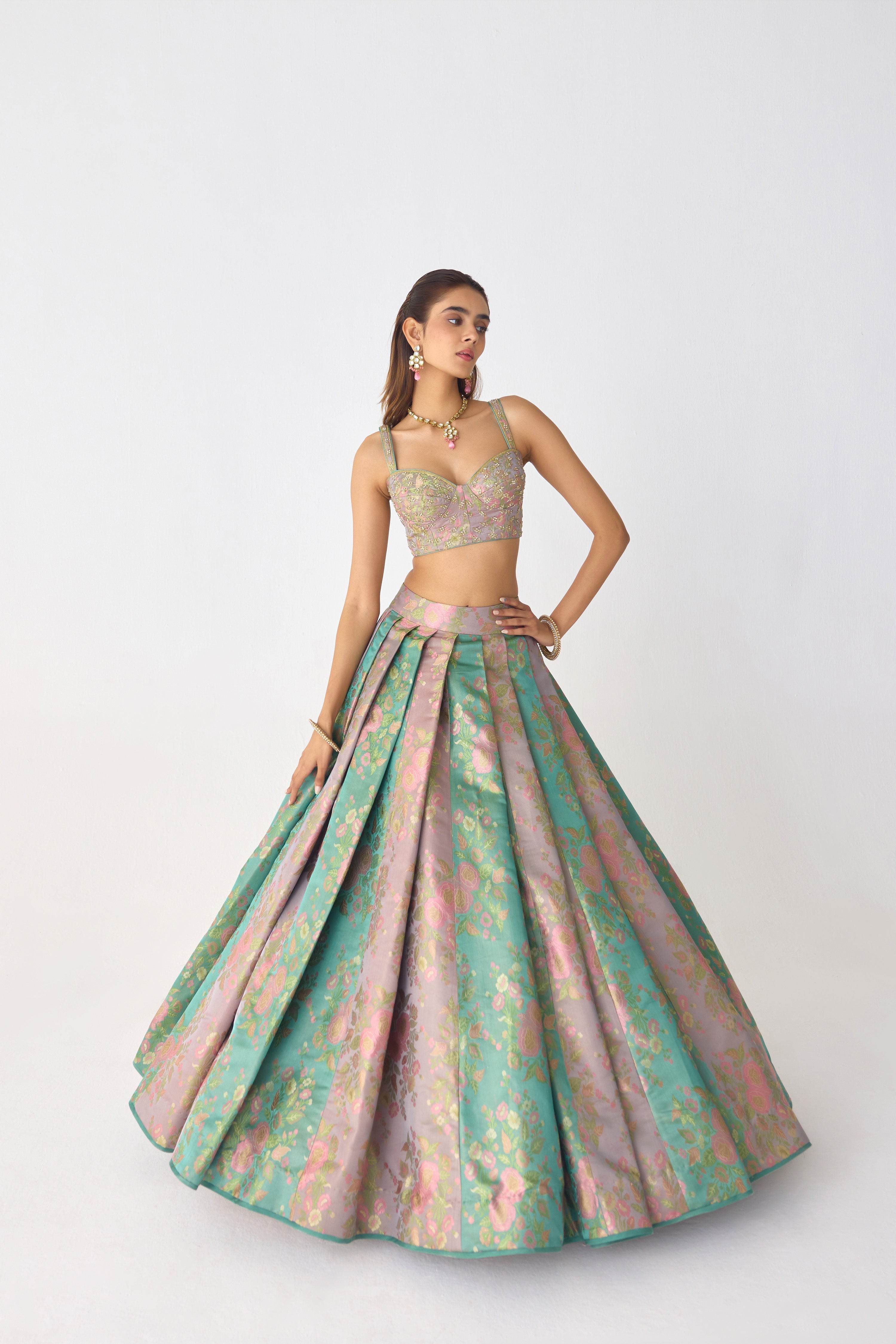 Smoke Green Lehenga Set