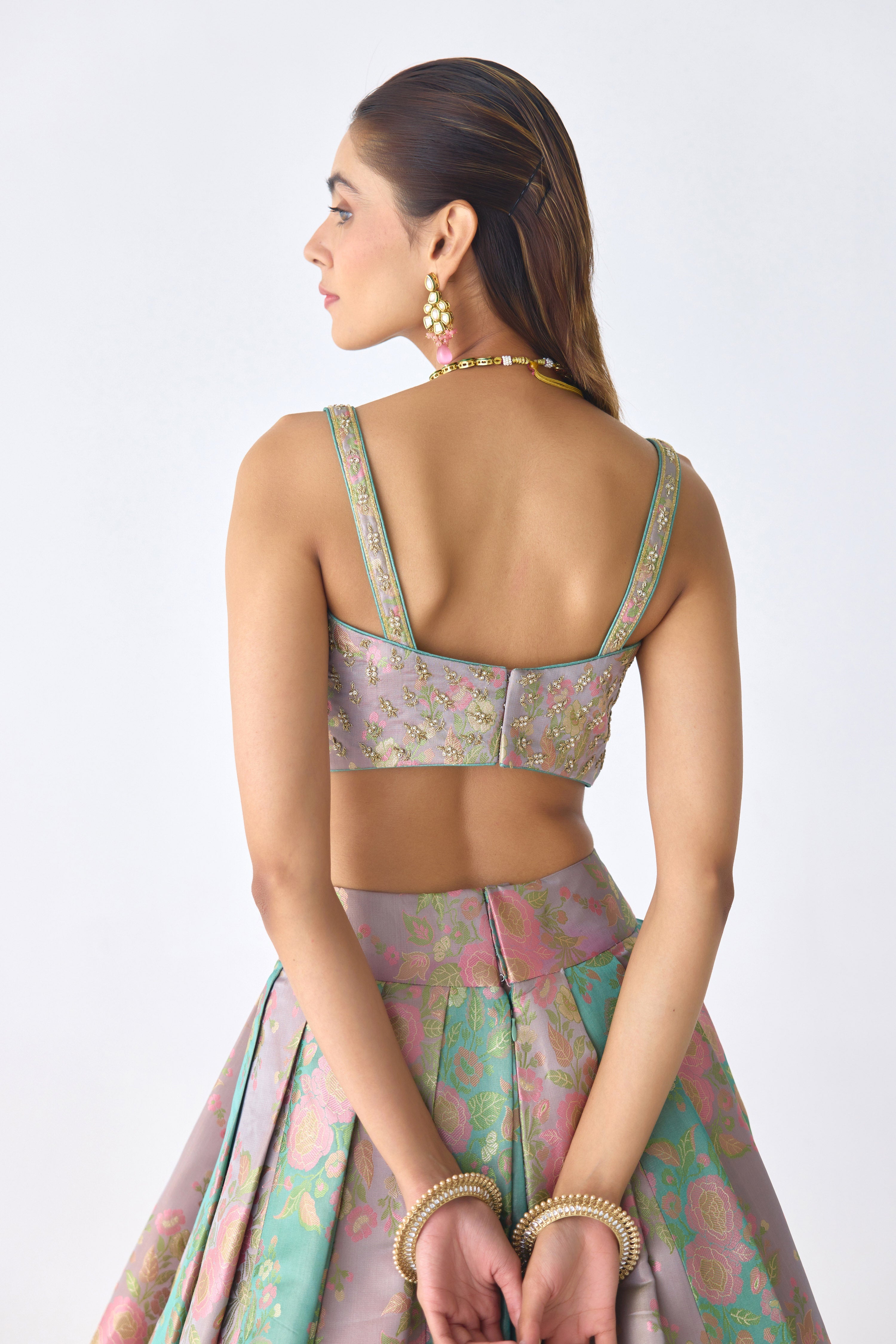 Smoke Green Lehenga Set