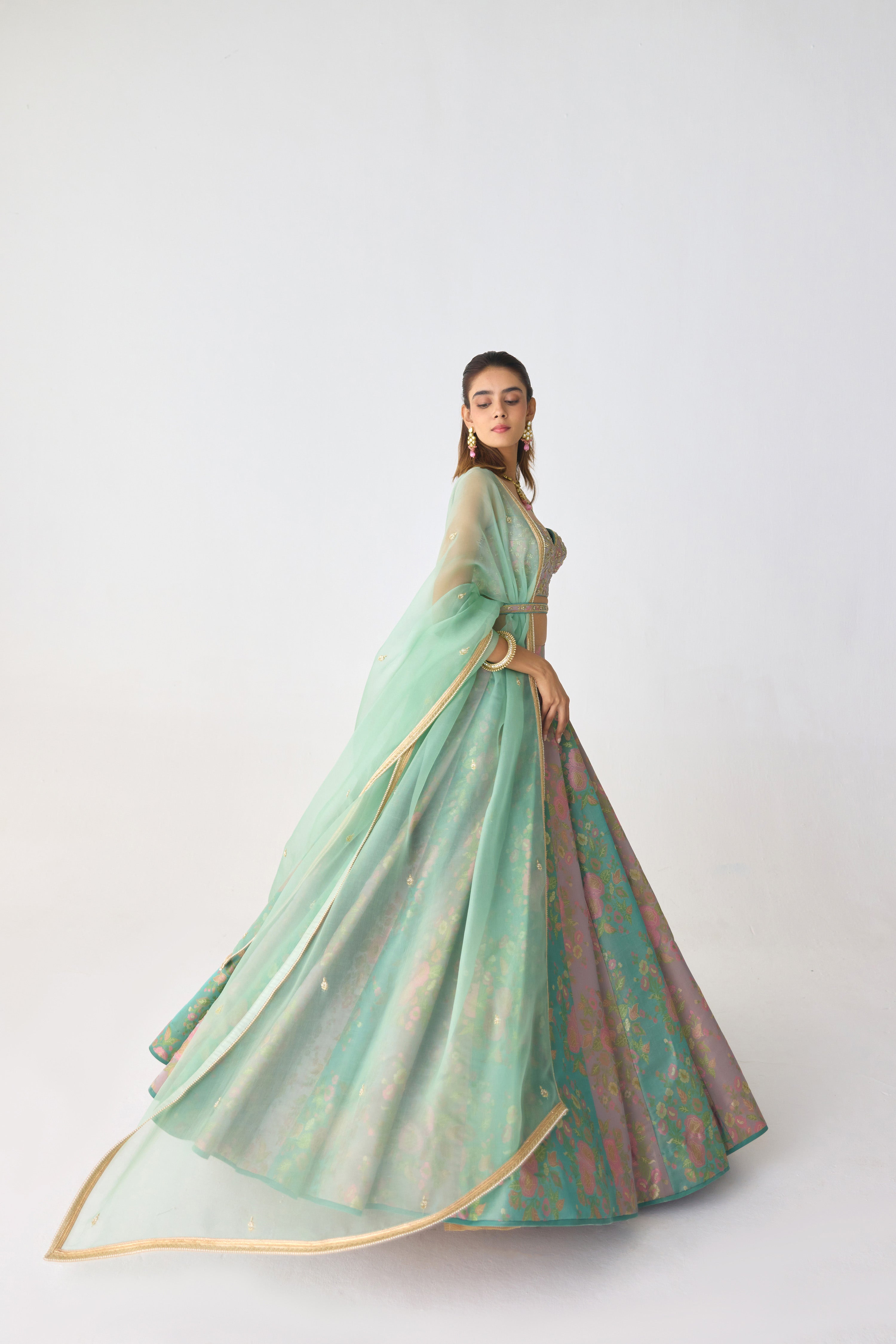 Smoke Green Lehenga Set