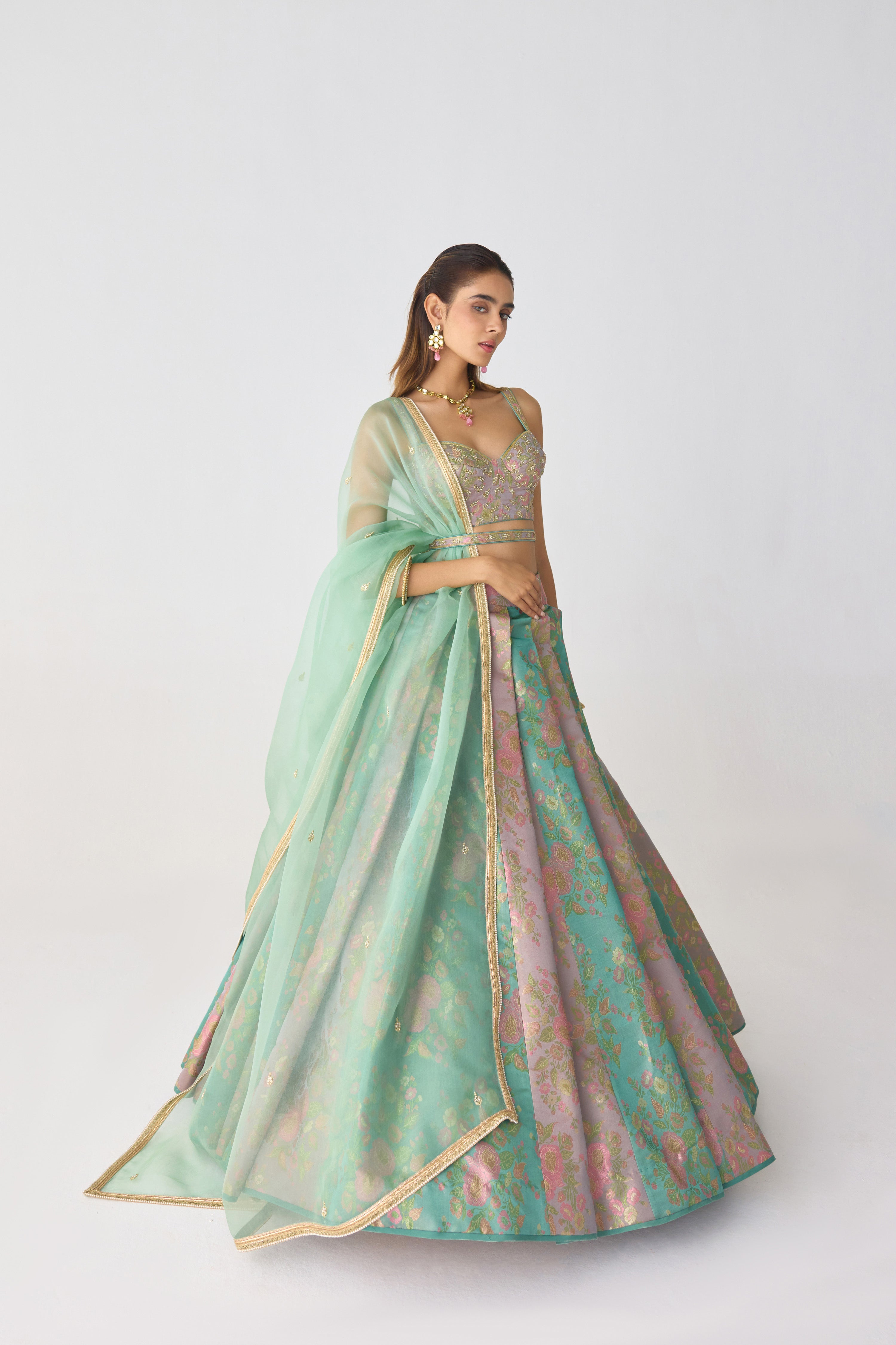 Smoke Green Lehenga Set