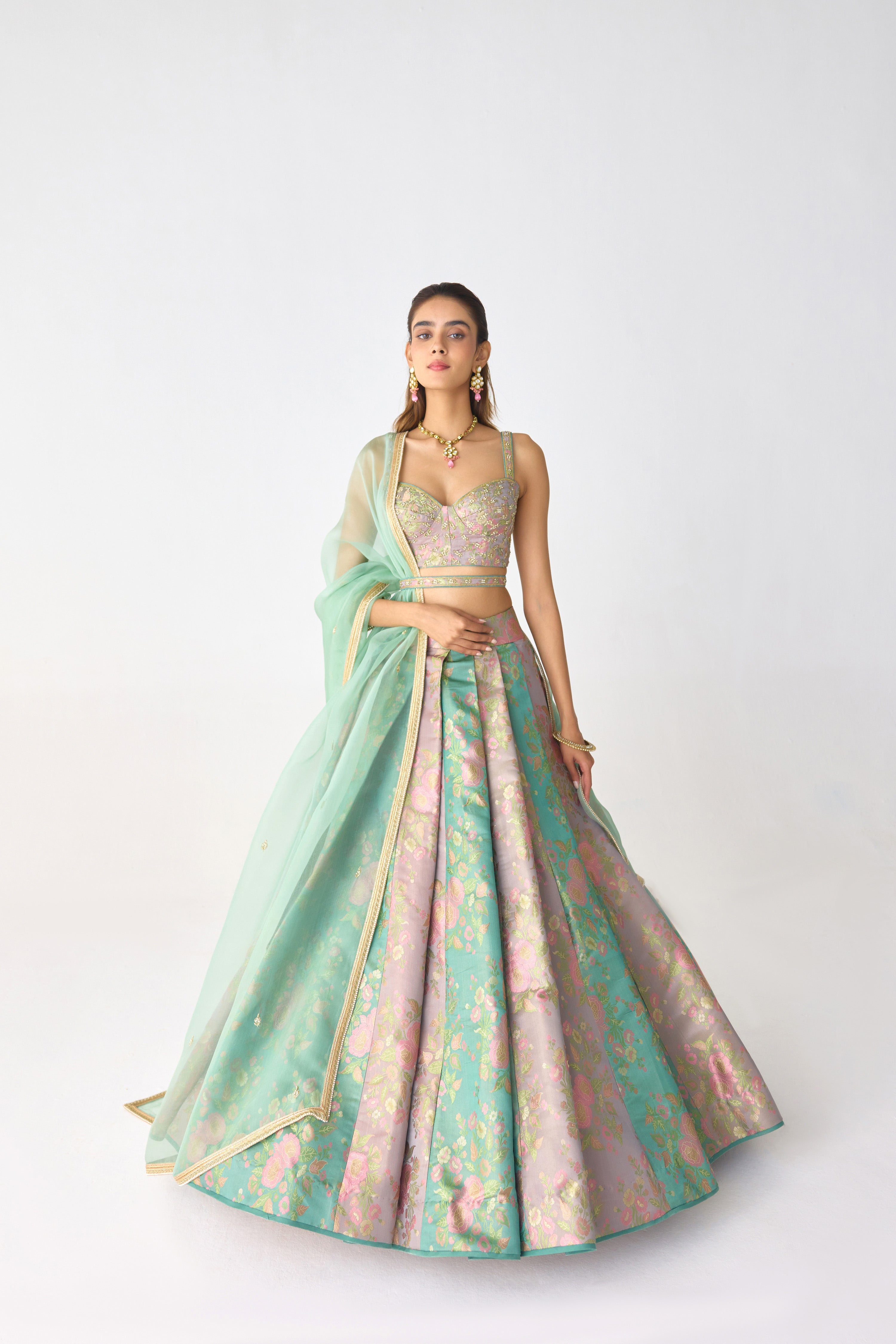 Smoke Green Lehenga Set