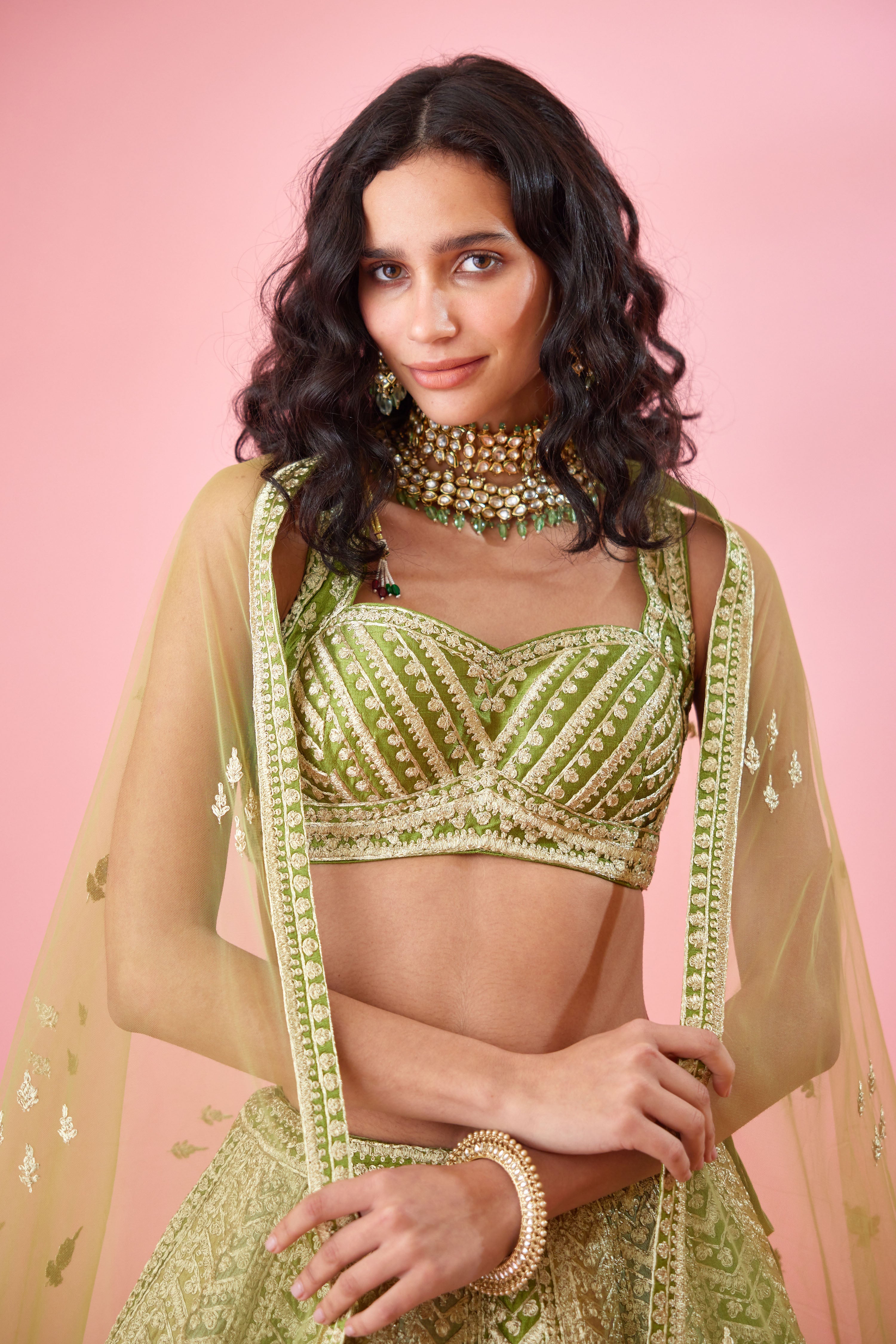 Olive Green Lehenga Set