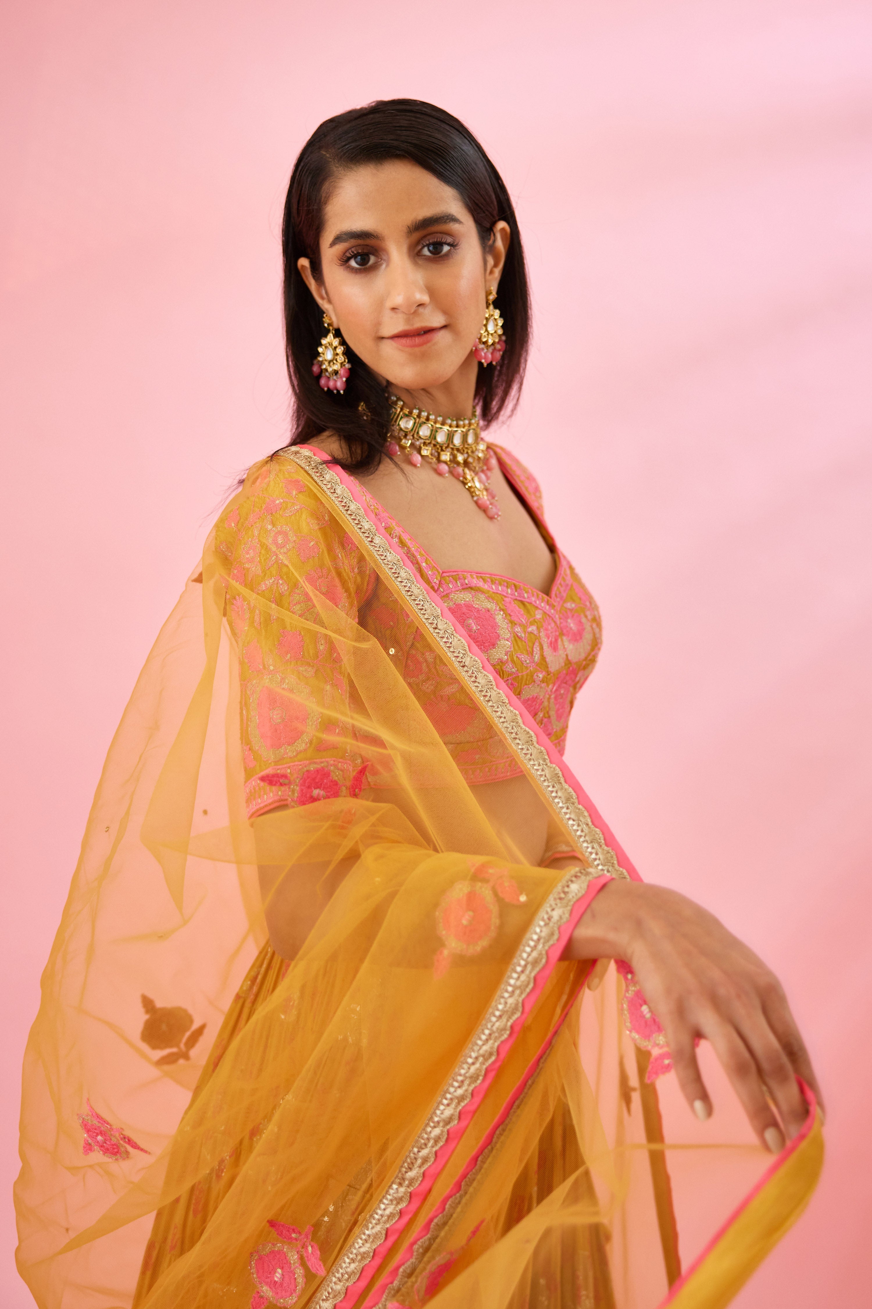 Apricot Pink Lehenga Set