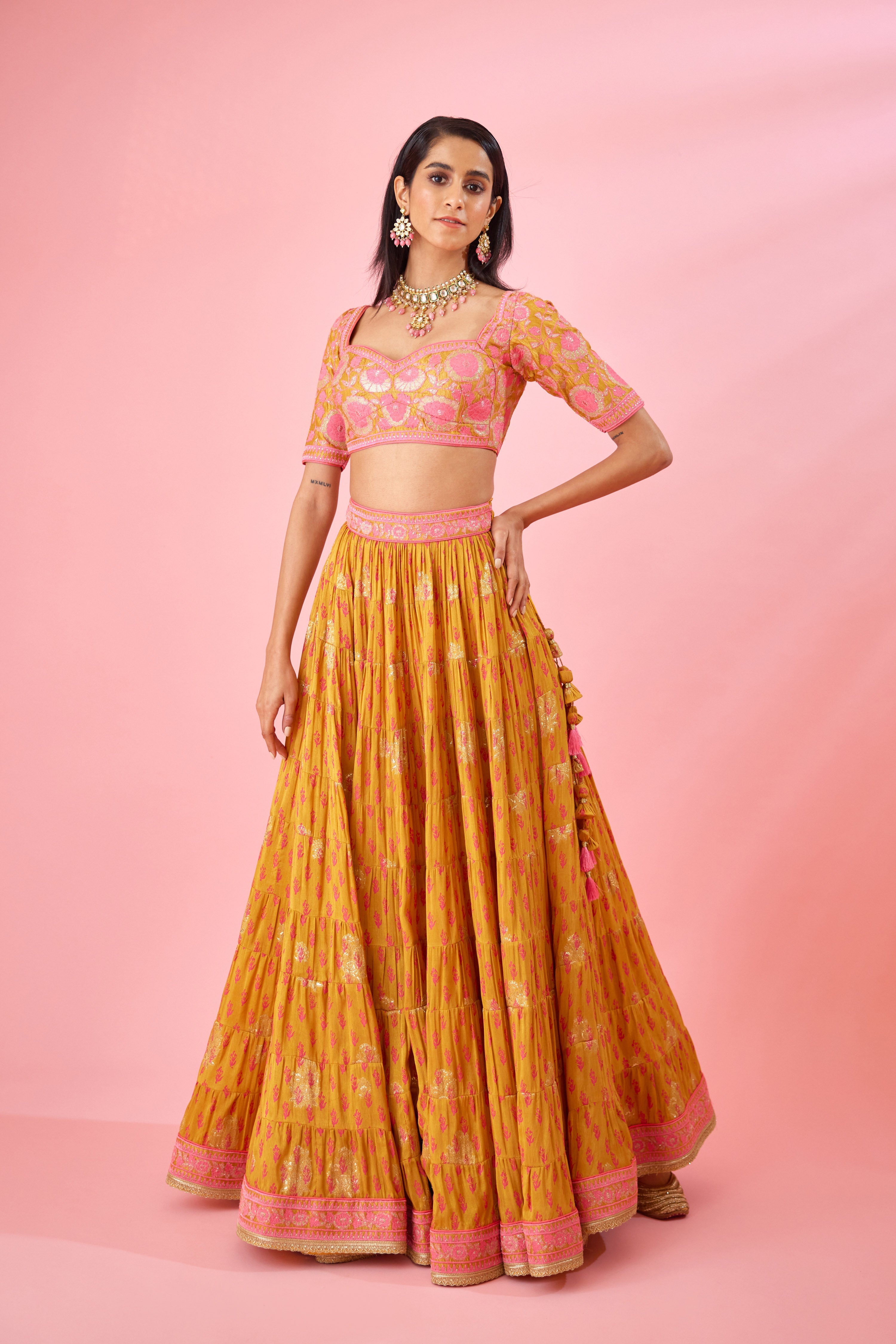 Apricot Pink Lehenga Set
