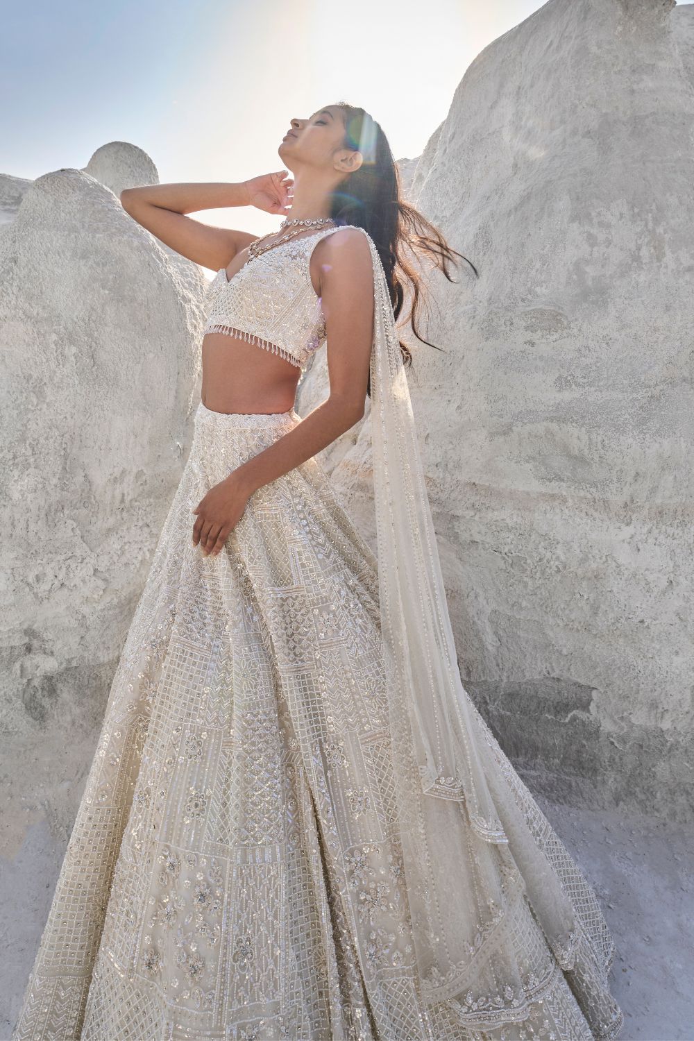 Ishani Ivory Pearl Lehenga Set