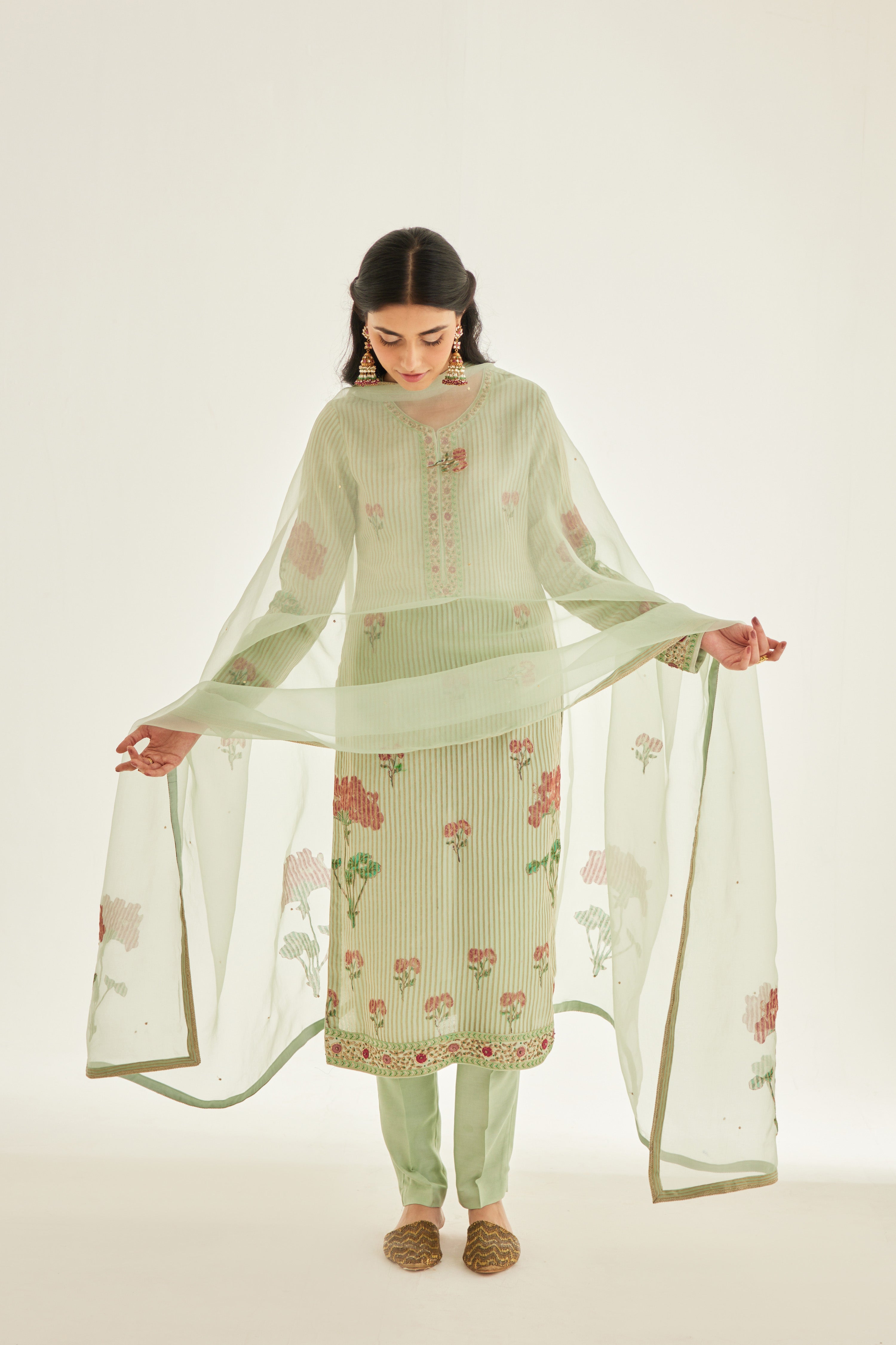Smoke Green Kurta Set
