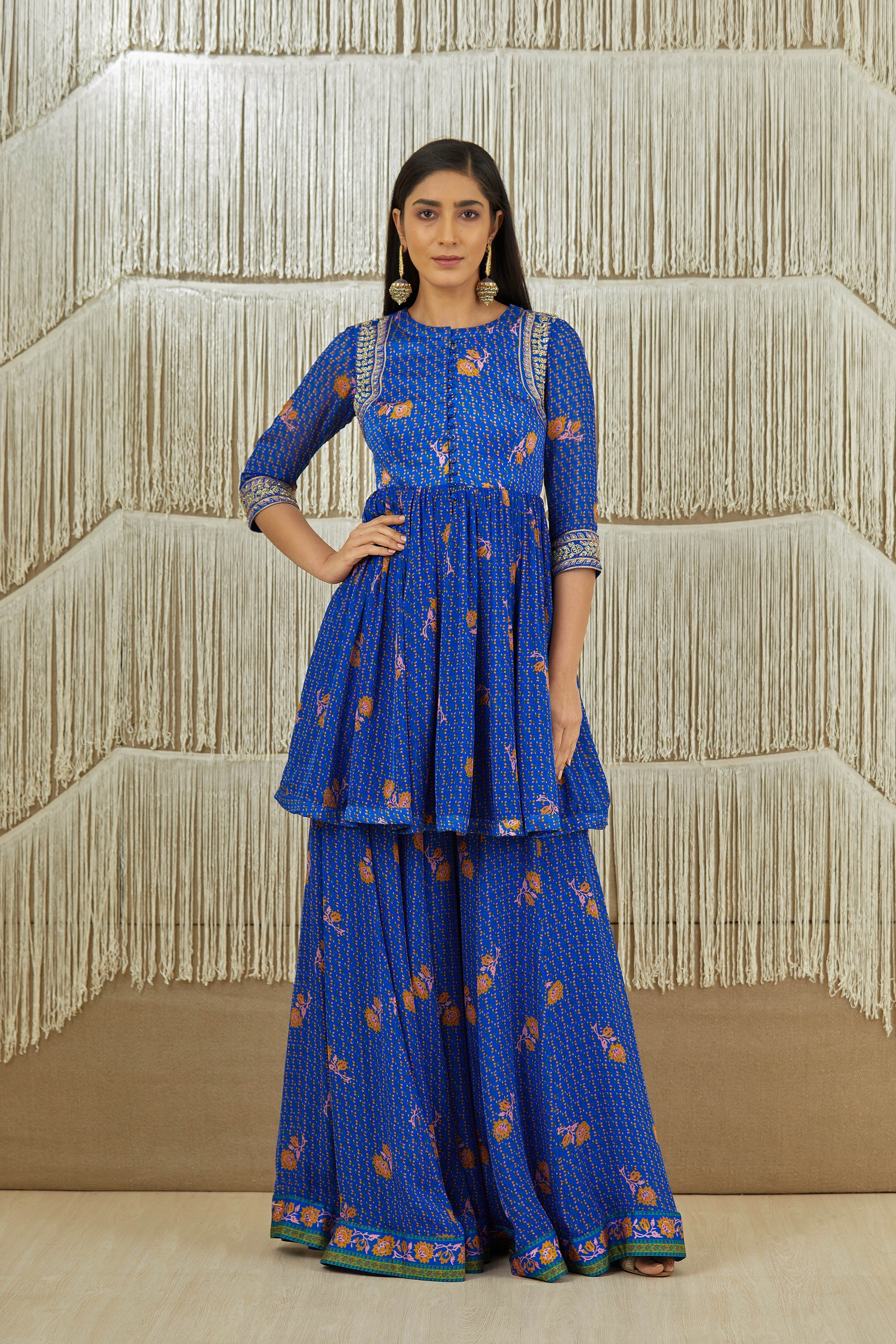 Royal Blue Sharara set