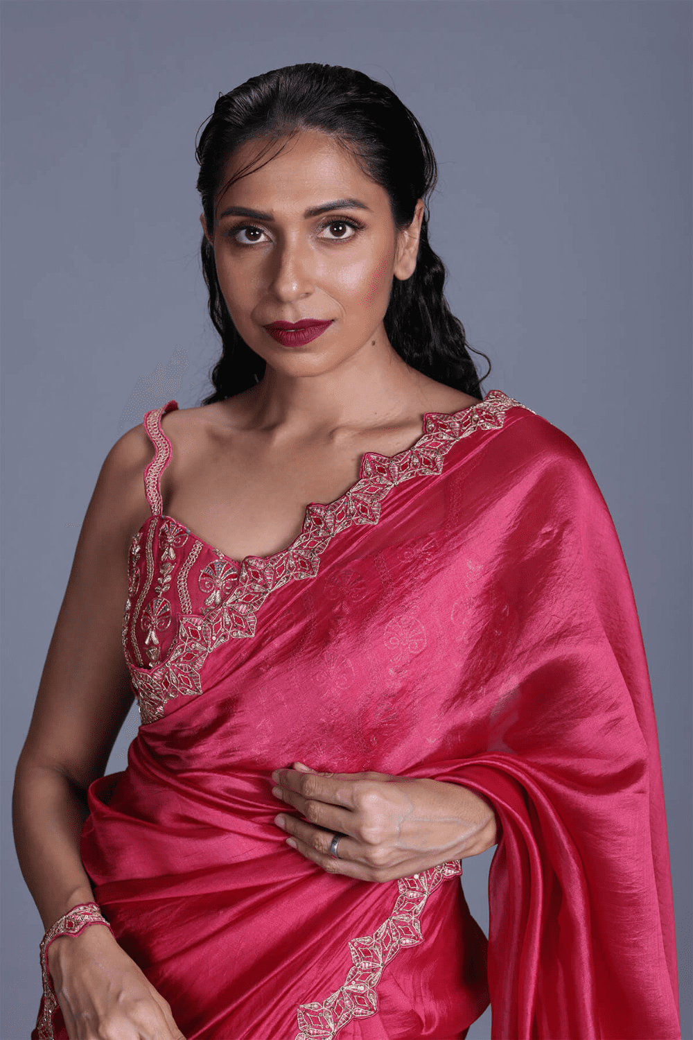 Organza Saree With Strappy Blouse