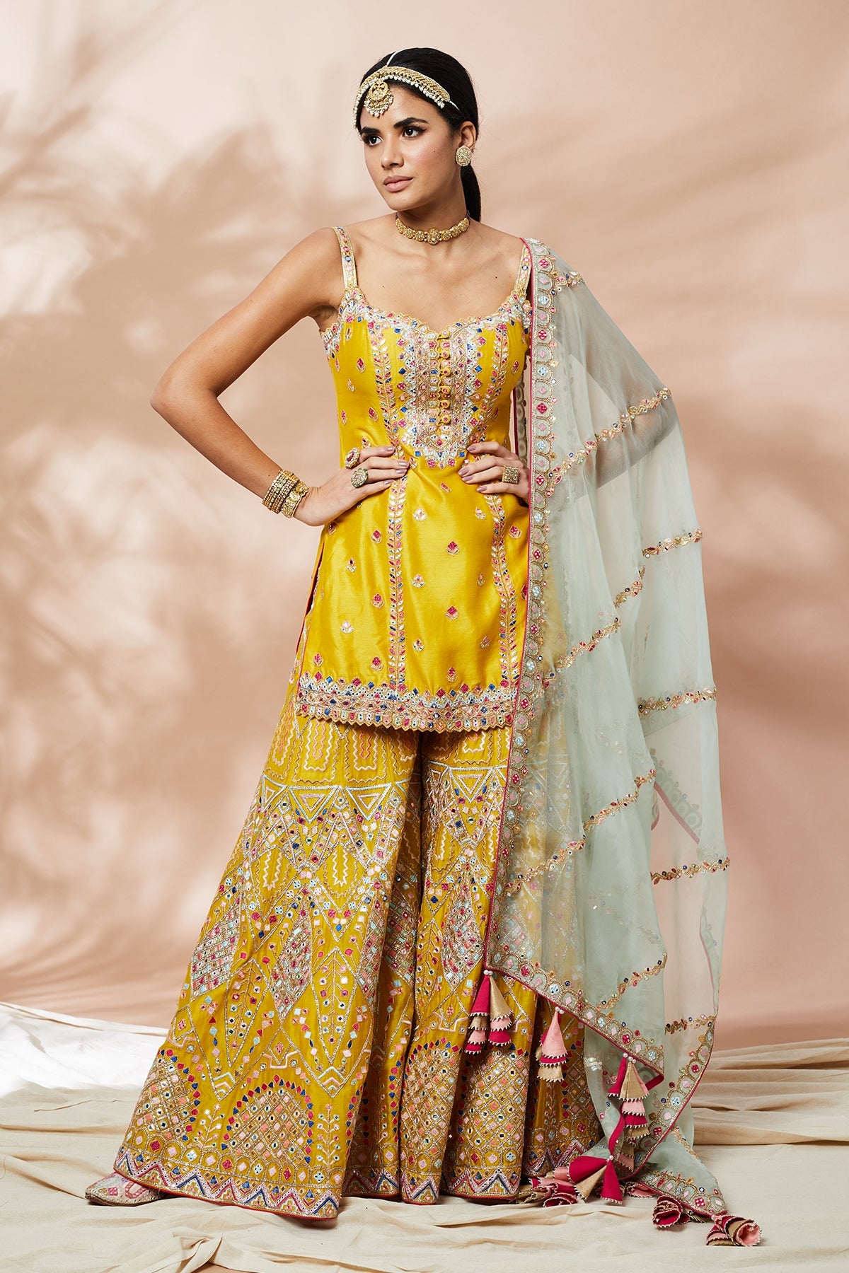 BRIGHT MUSTARD PATCHWORK SHARARA