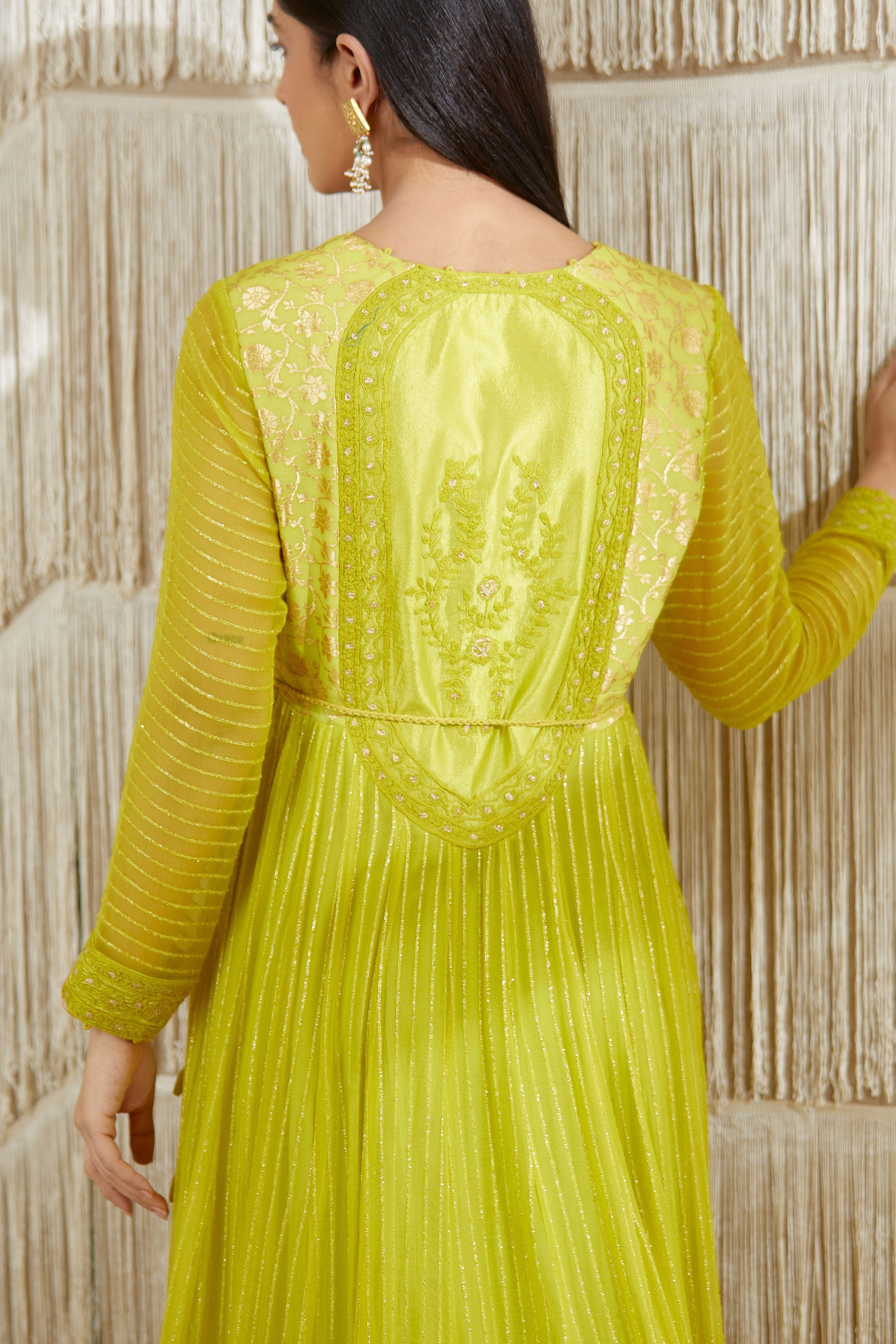 Bright Green Anarkali set