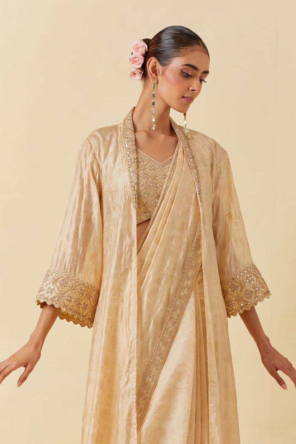 Buttercup Saree Paired With Blouse & Cape