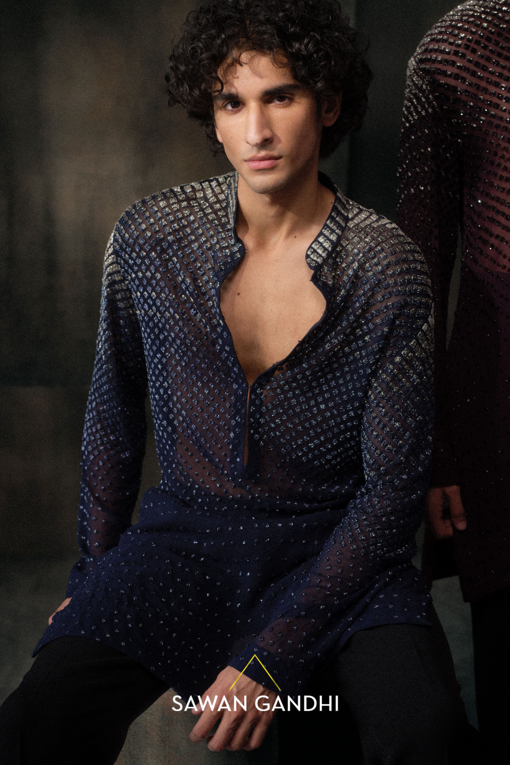 Blue Ombre Cutdana Kurta