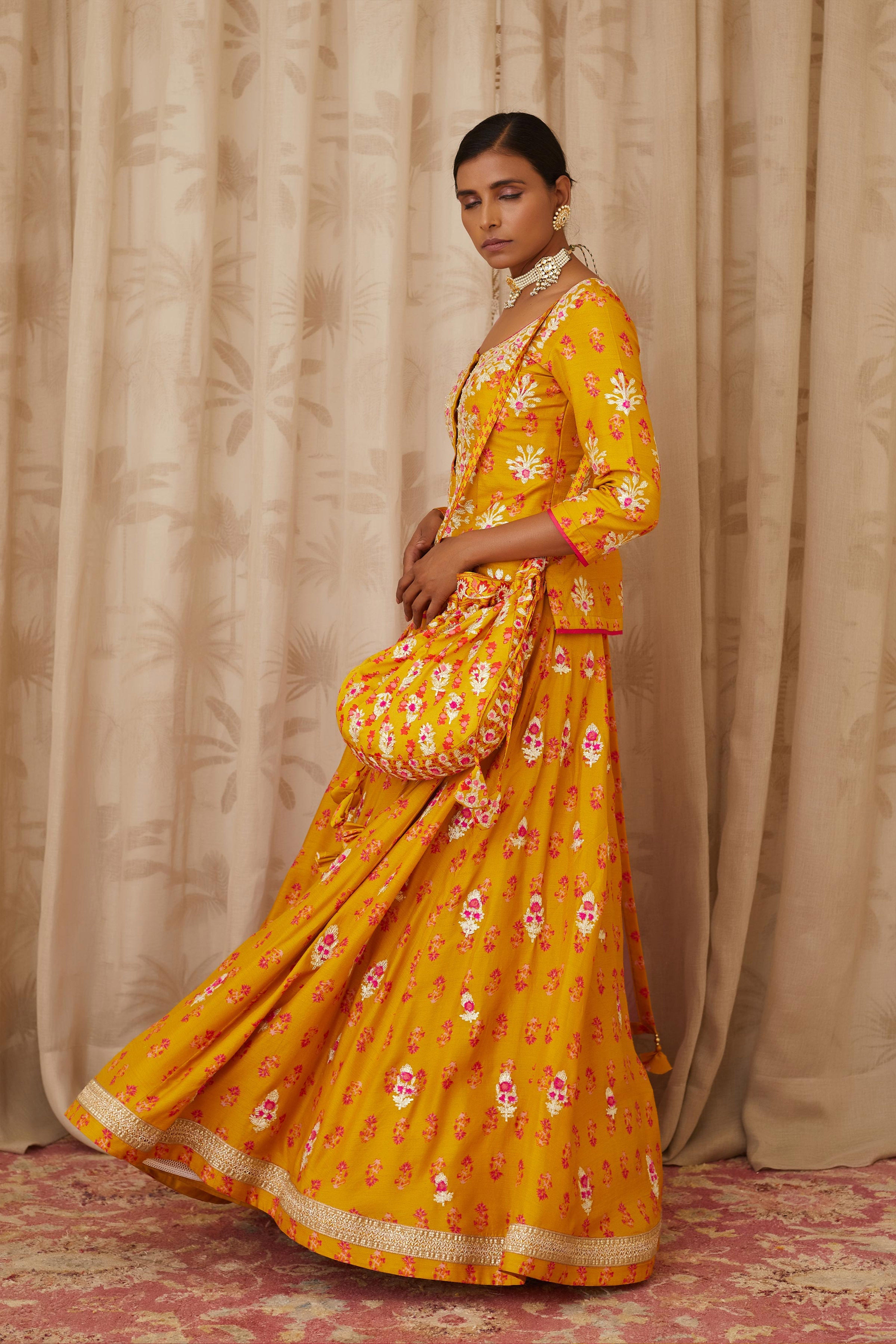 Mustard Pink Short Kurta Set