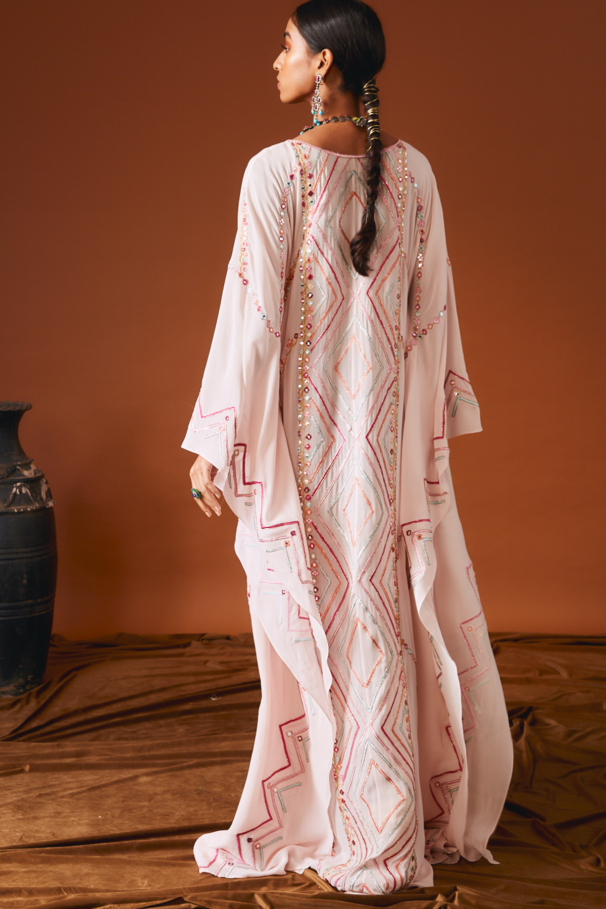 Pink Georgette Aztek Kaftan