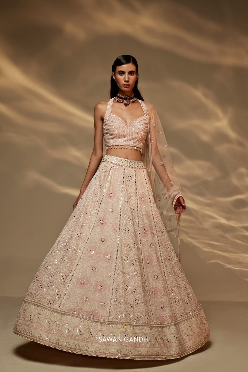 Ivory chikankari lehenga set