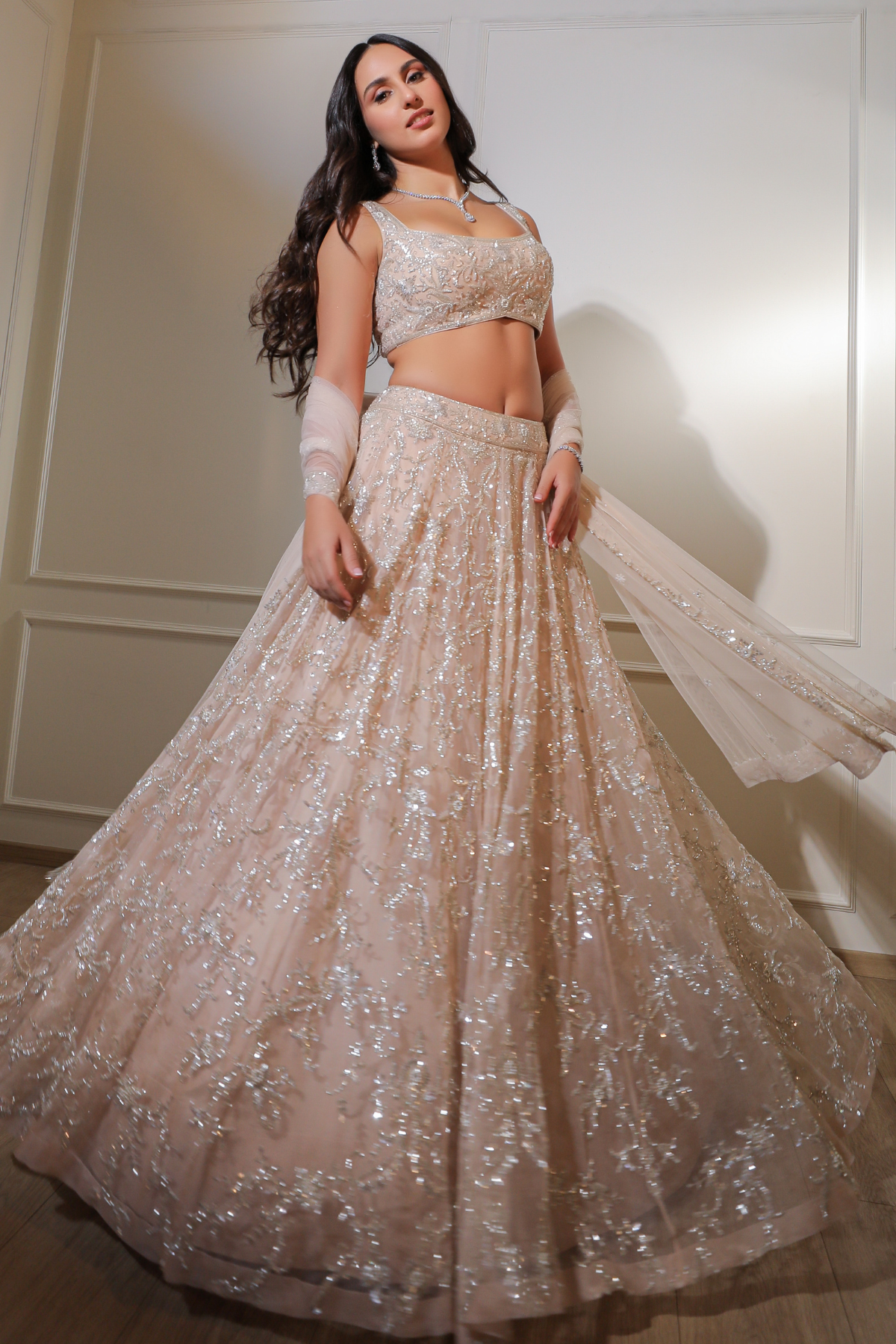 Nude & Silver Lehenga