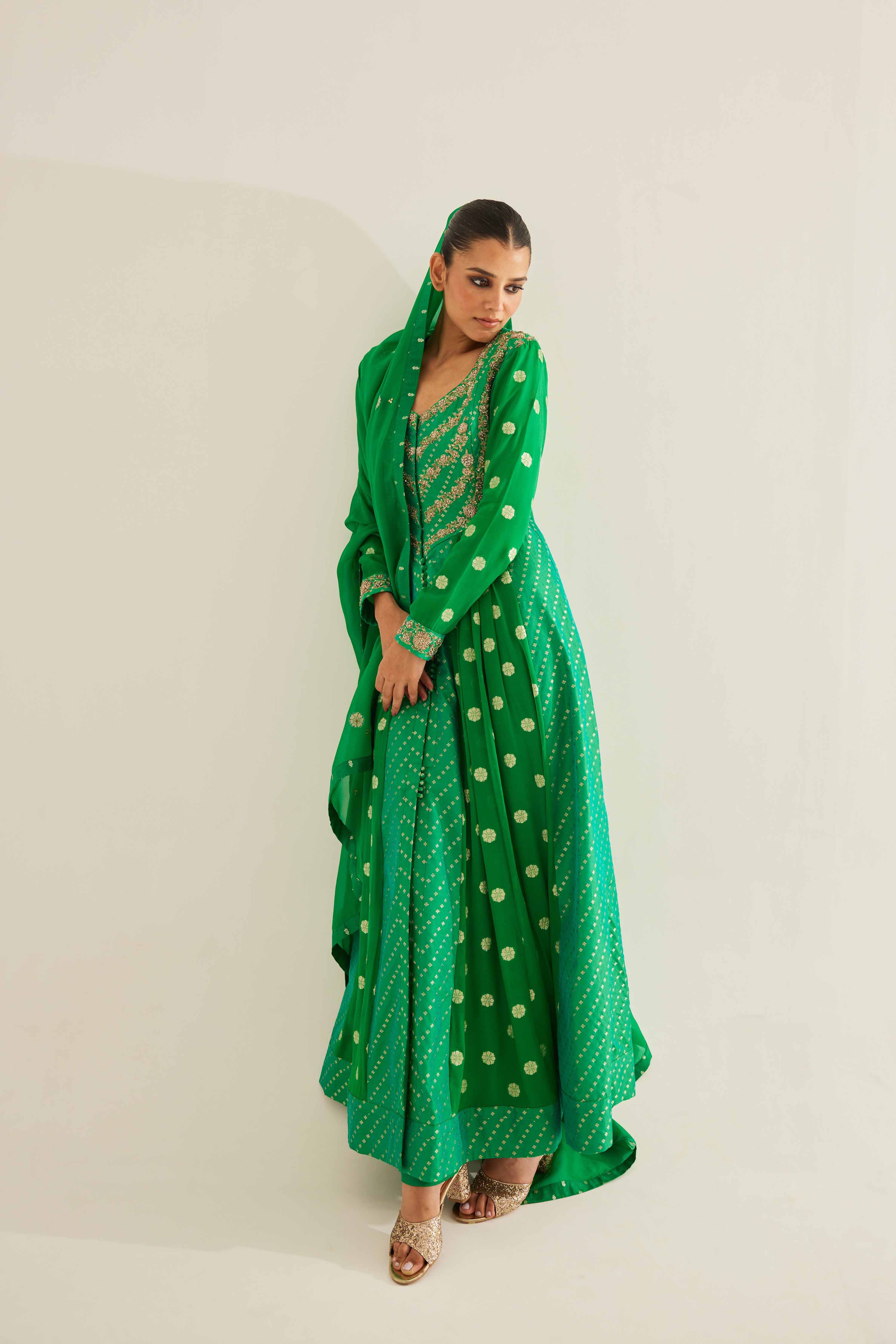 Emerald Green Anarkali Set