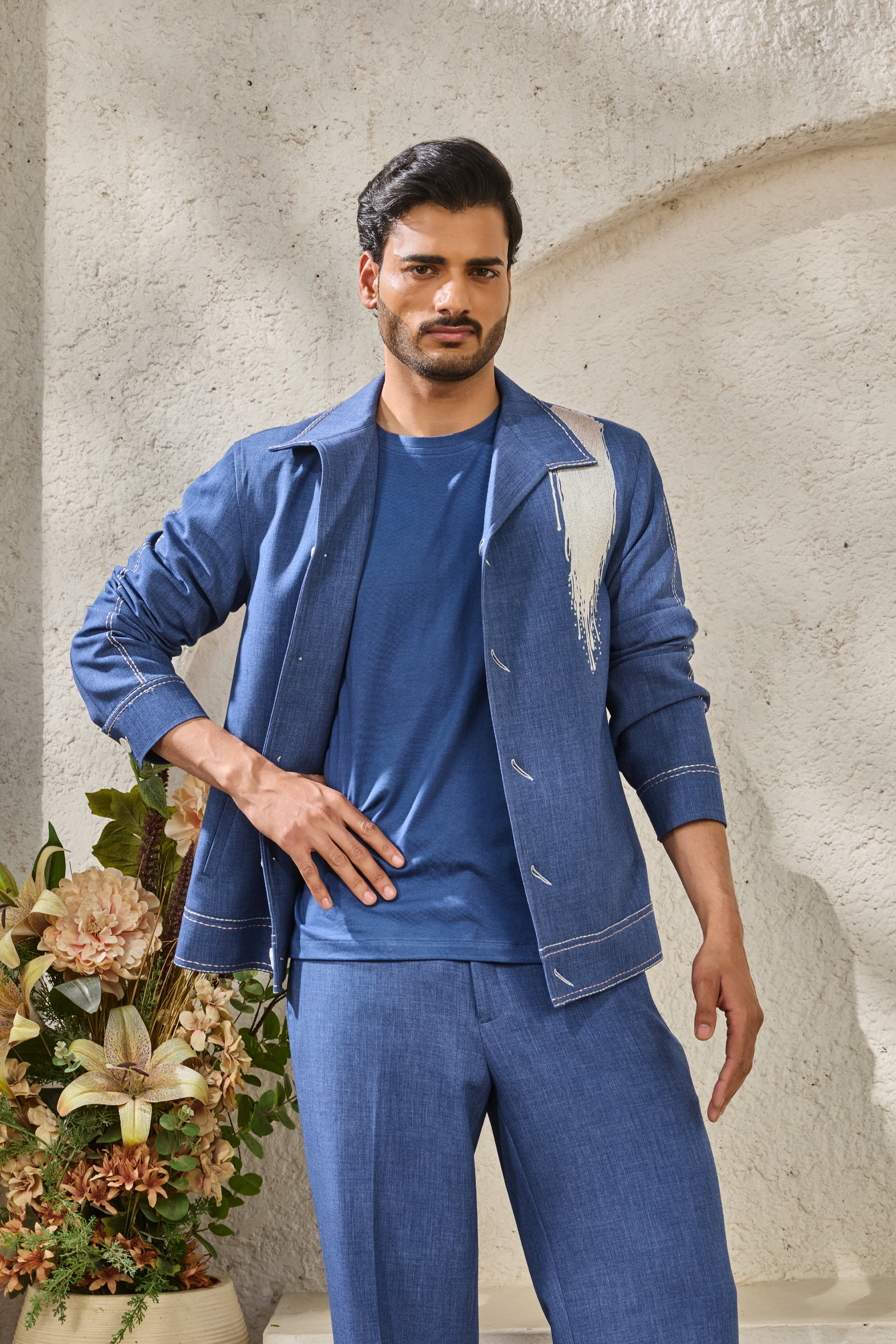Blue Paint Splash Shacket Set