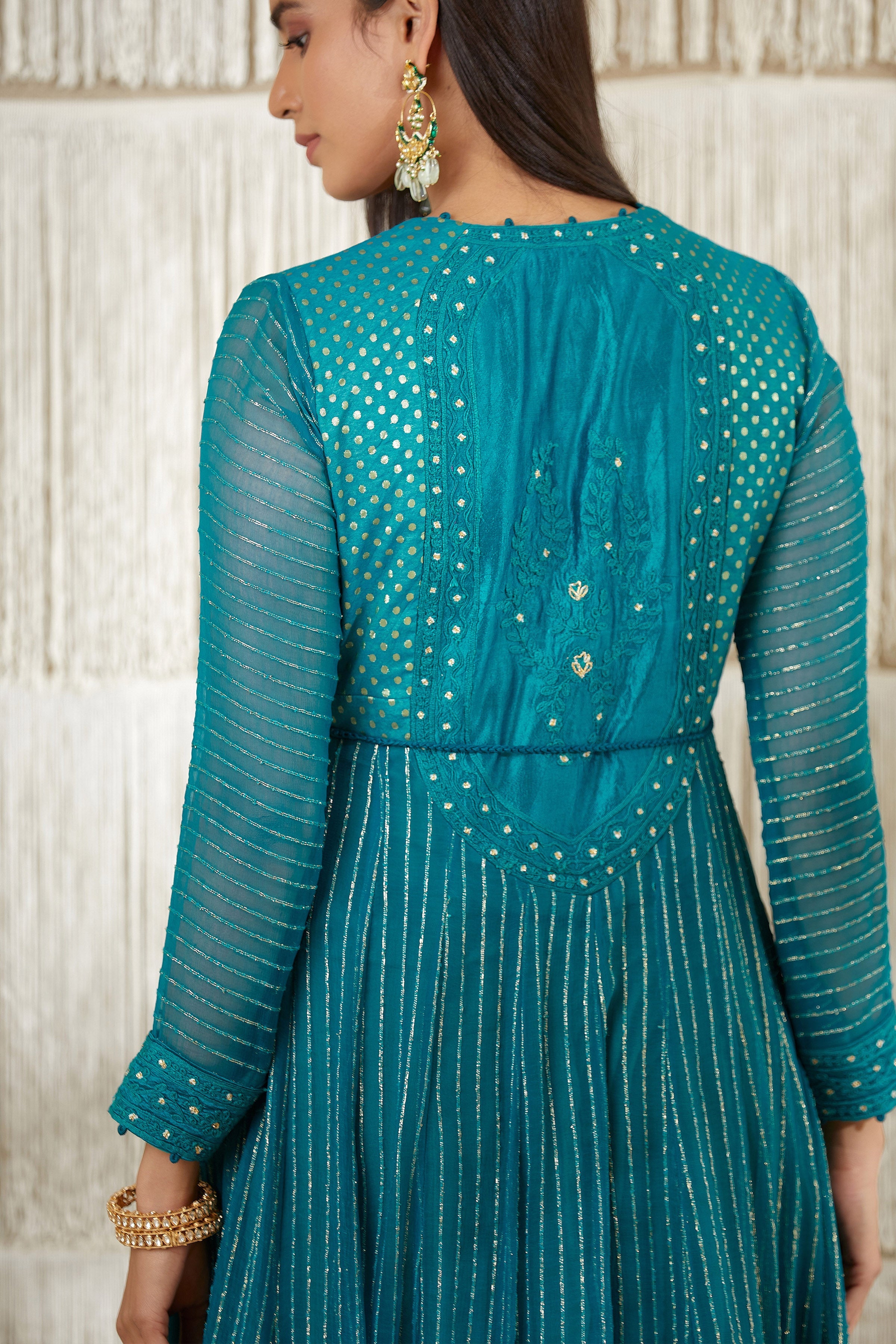 Teal Anarkali set