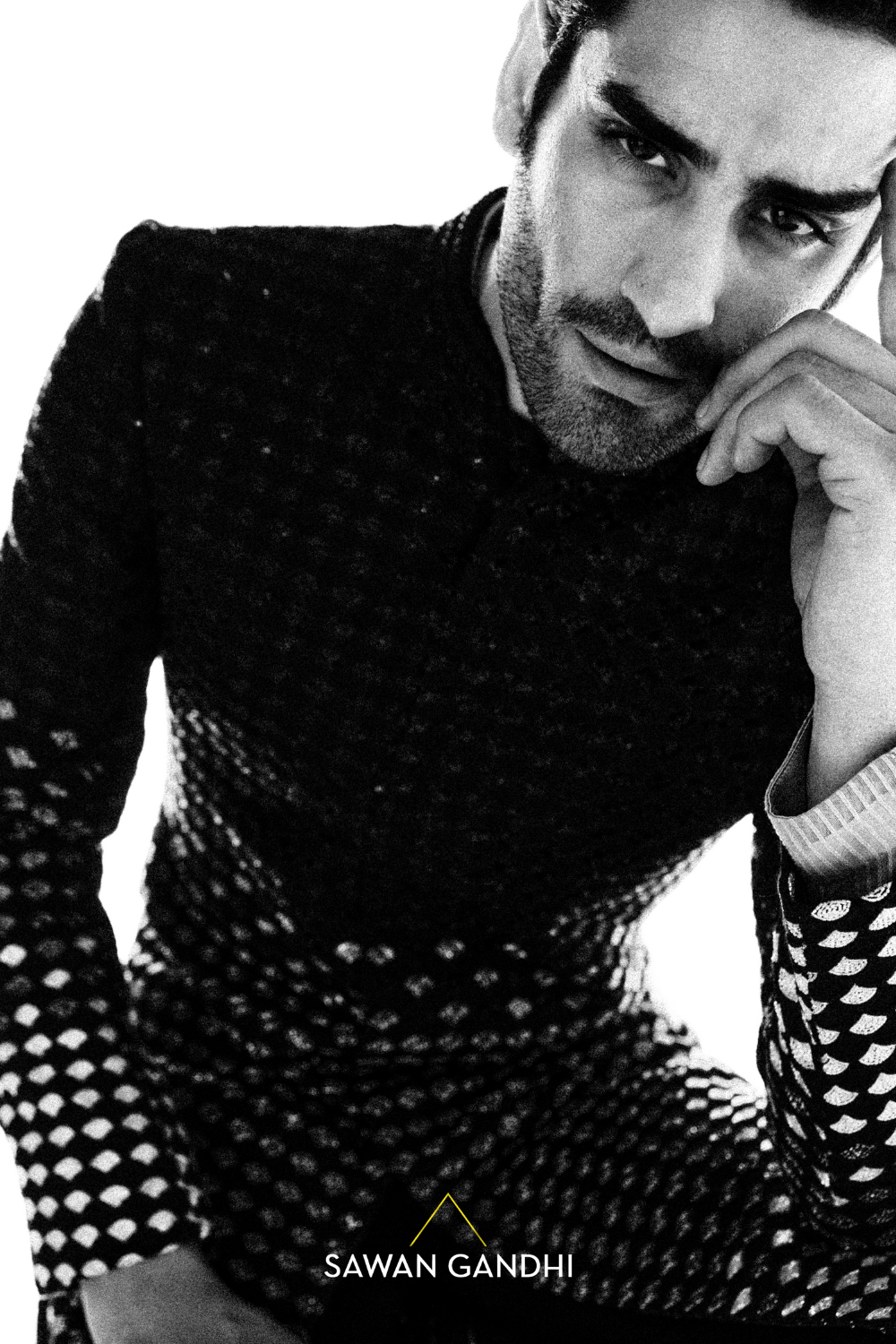 Black to silver ombre sherwani