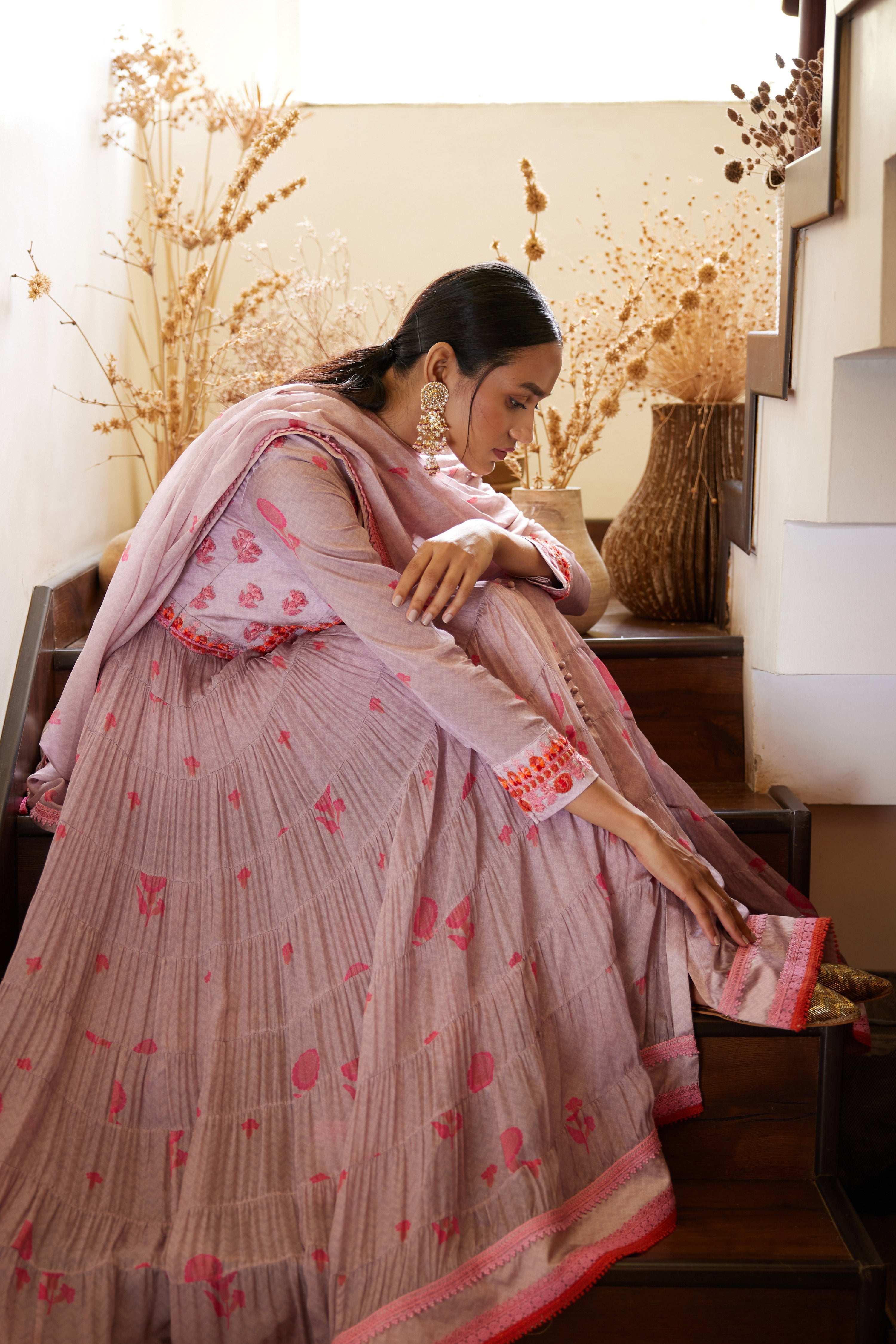 Lavender Anarkali Set