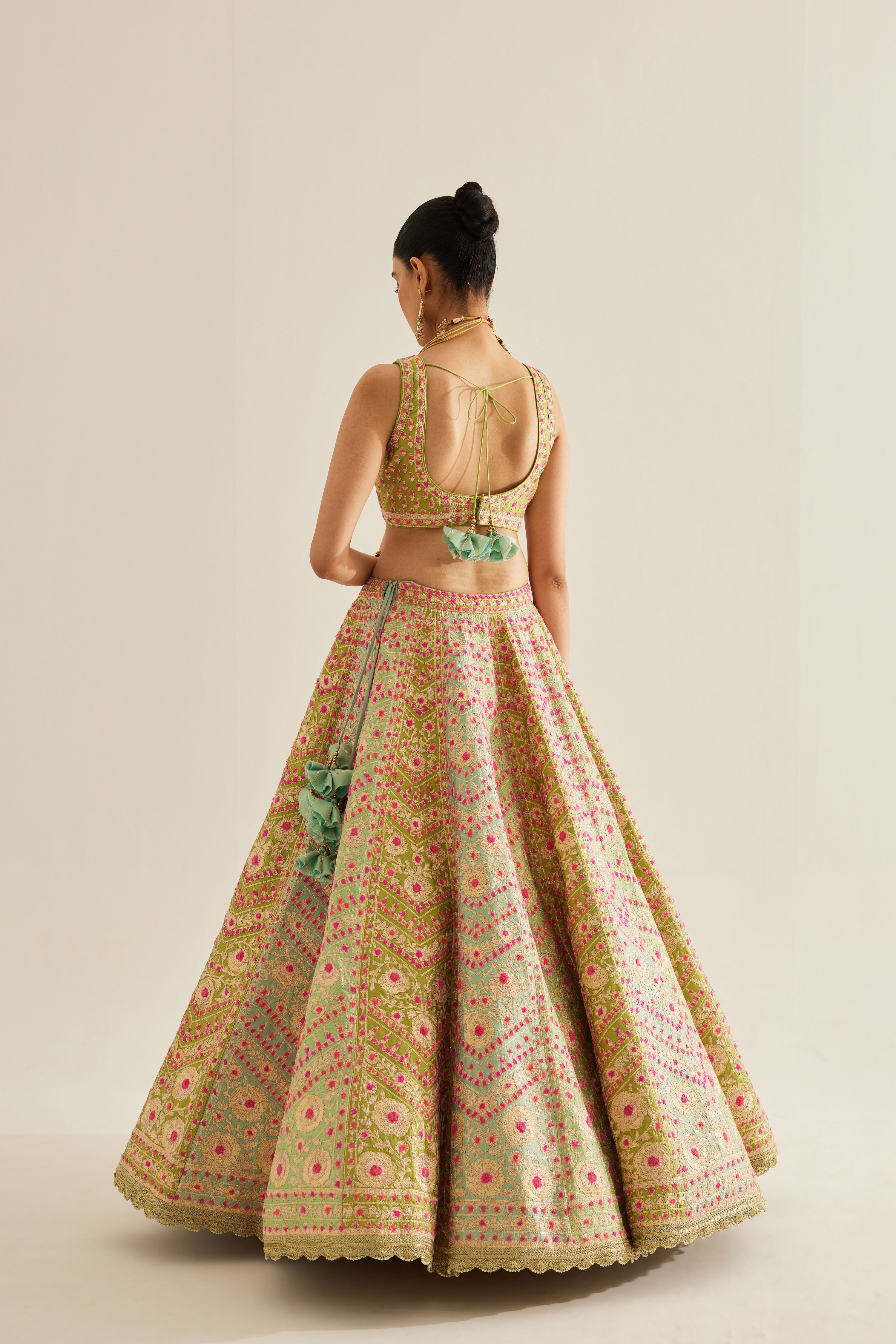 Multi Green Lehenga Set