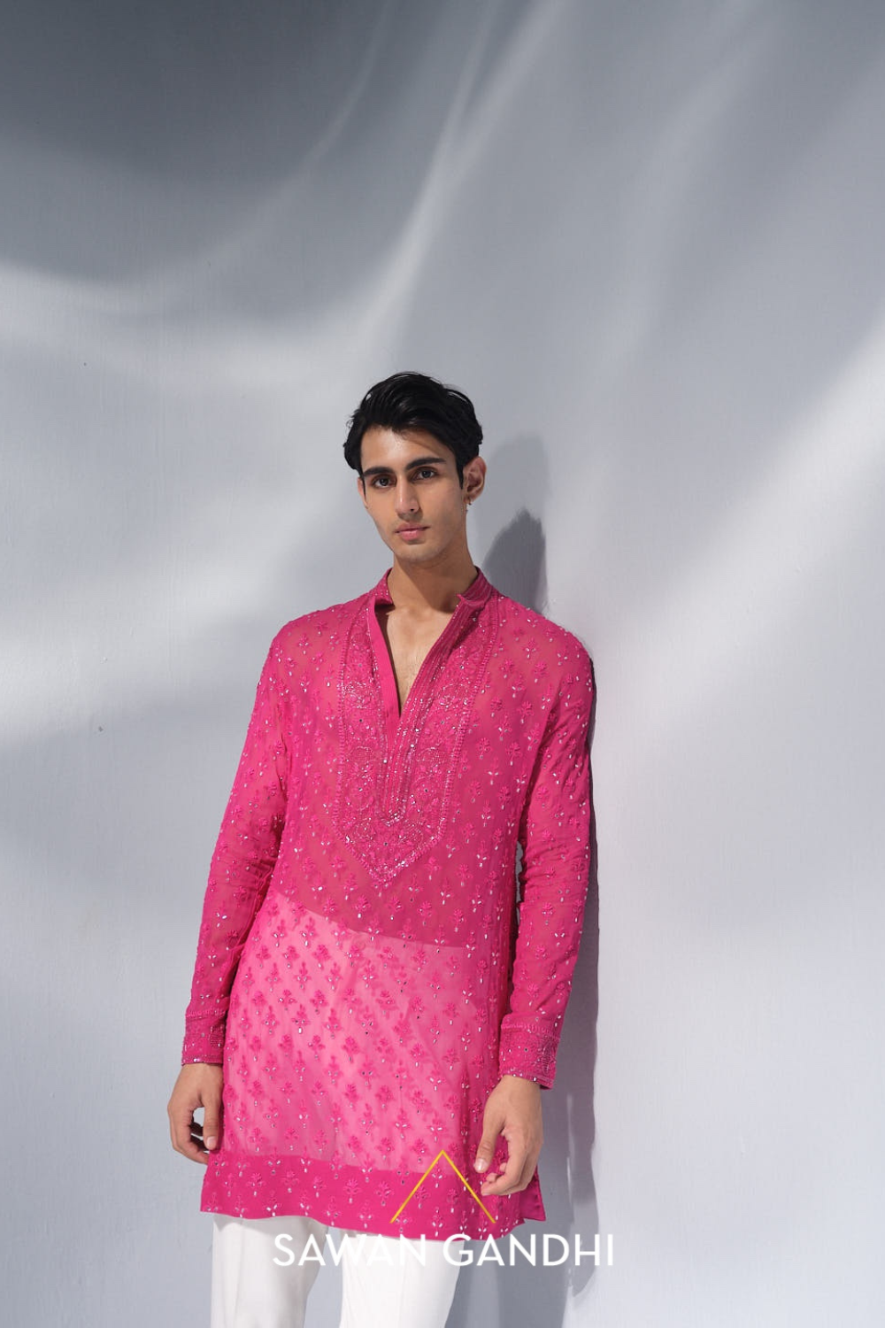 Hot Pink Chikankari Kurta.