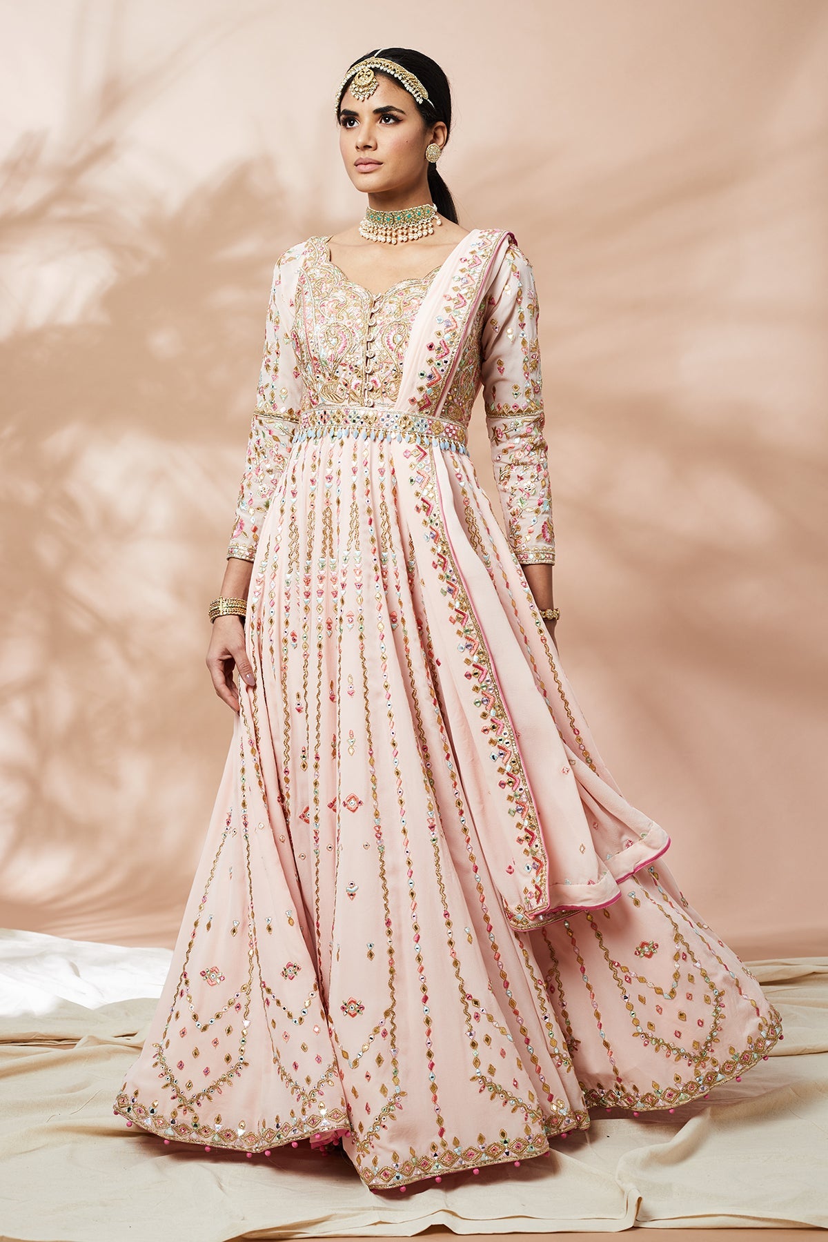 Peach Georgette Anarkali