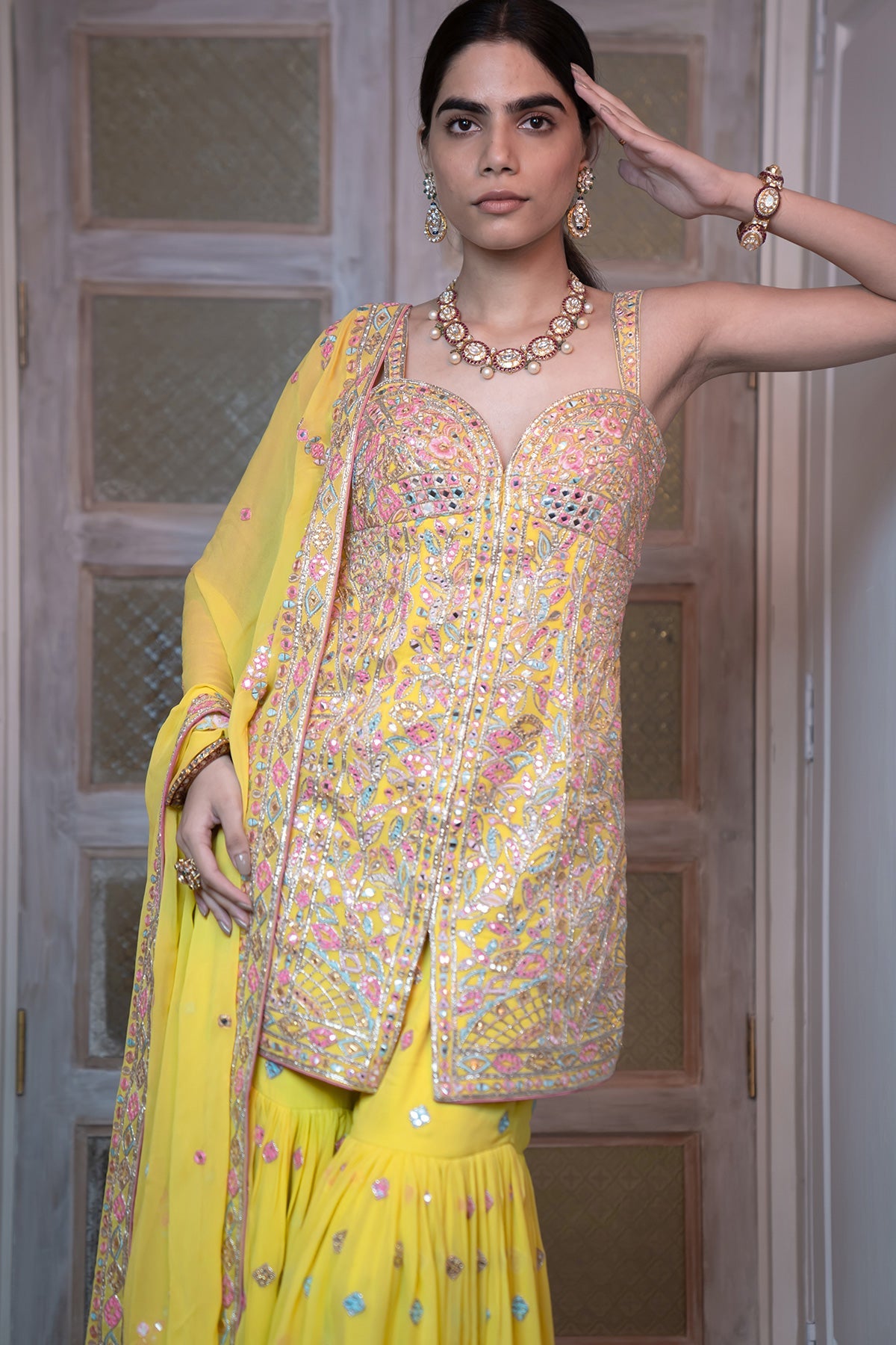 Bright Yellow Gharara Set