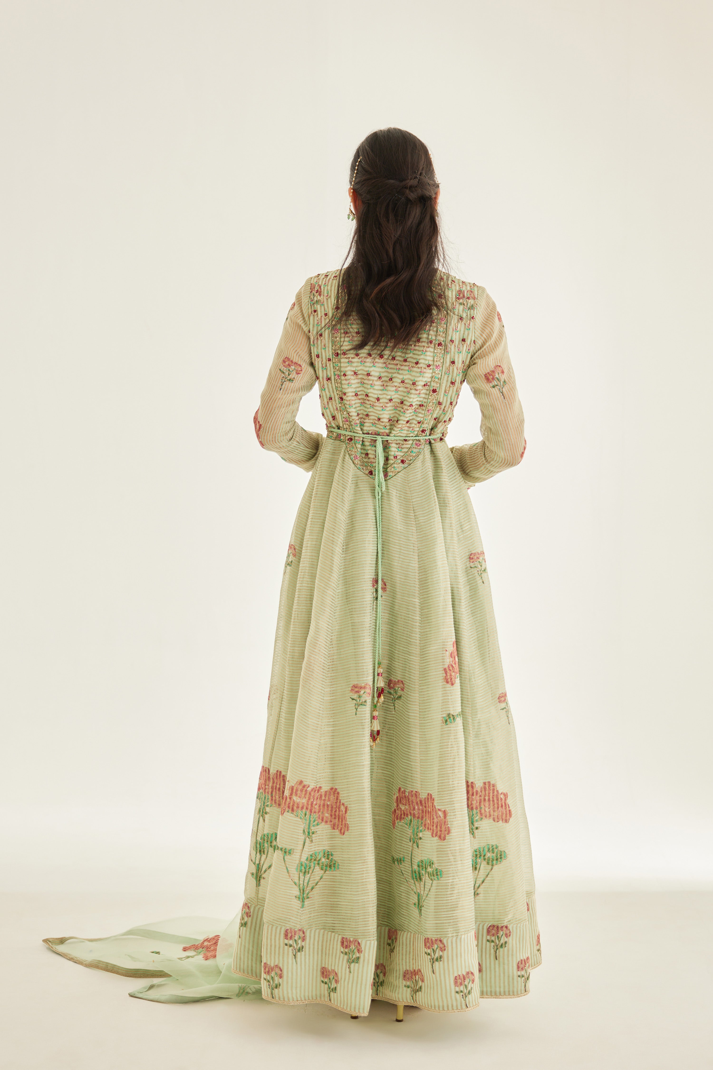 Smoke Green Anarkali Set